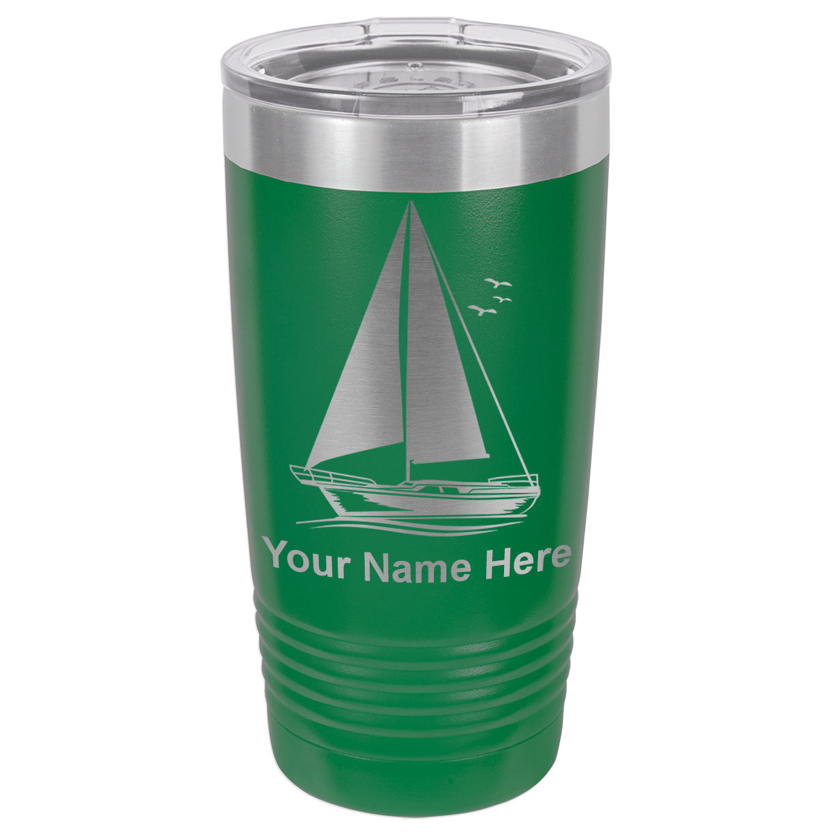 20oz Vacuum Insulated Tumbler Mug, Sailboat, Personalized Engraving Included