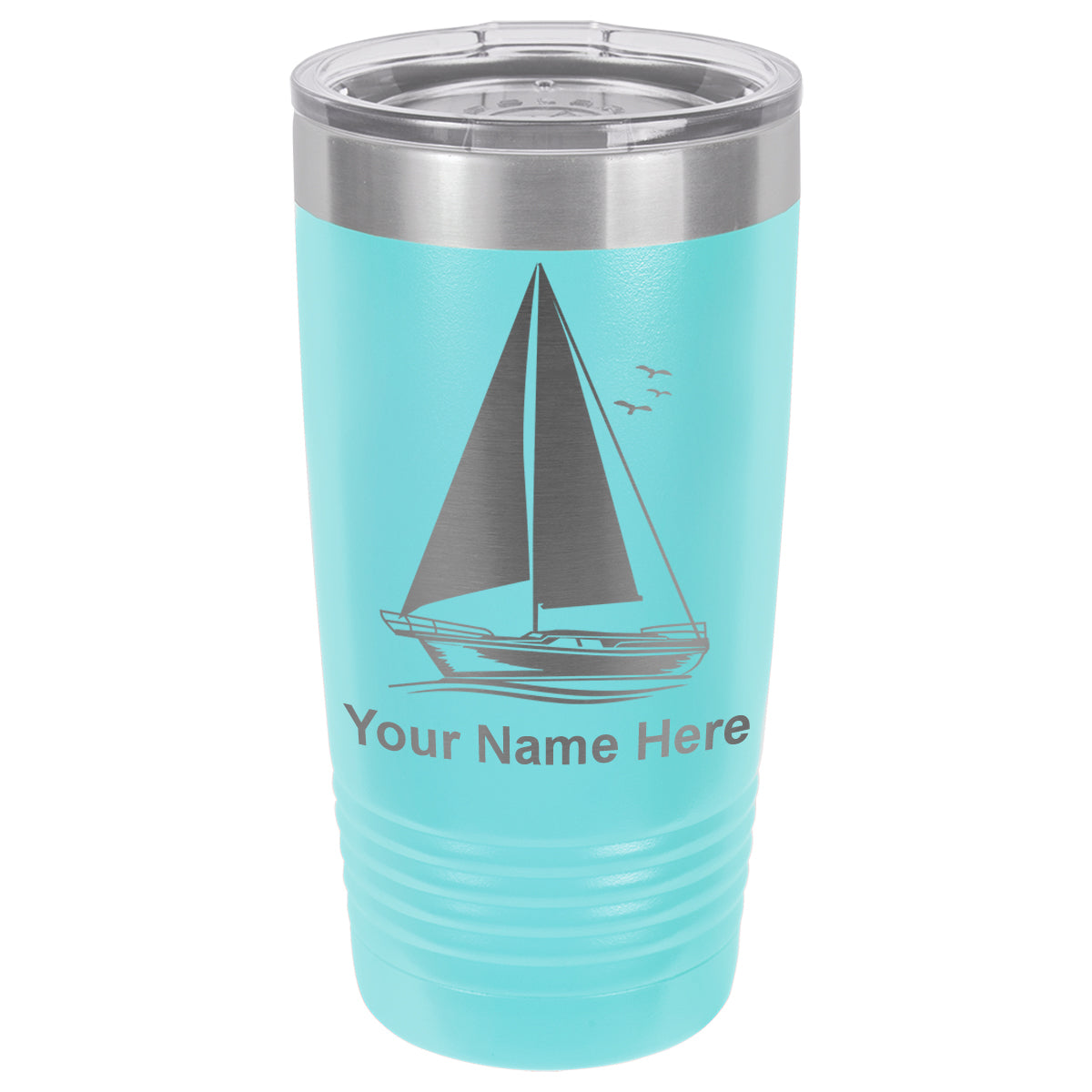 20oz Vacuum Insulated Tumbler Mug, Sailboat, Personalized Engraving Included