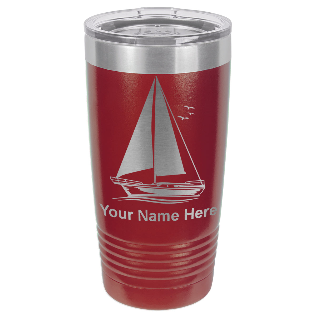 20oz Vacuum Insulated Tumbler Mug, Sailboat, Personalized Engraving Included