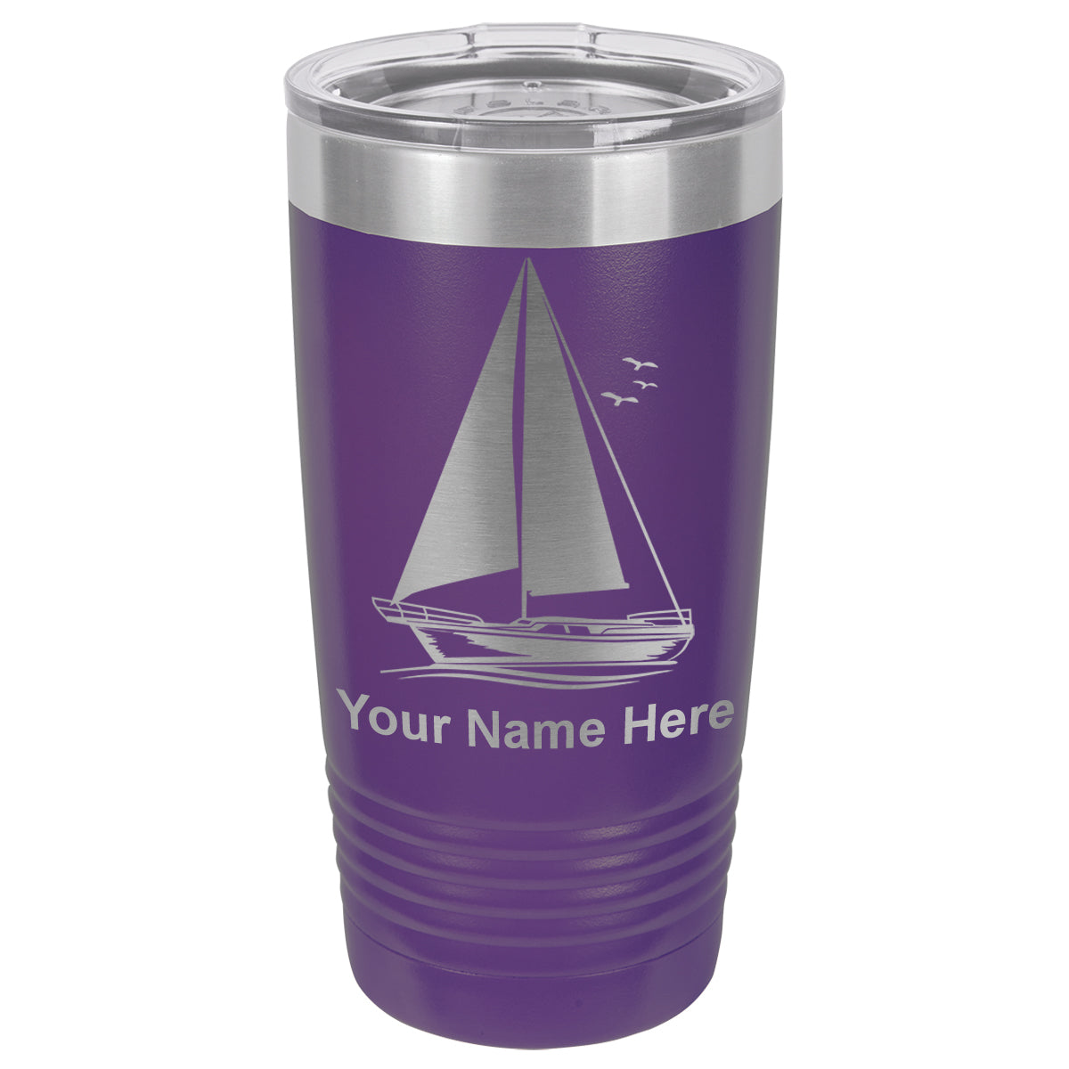 20oz Vacuum Insulated Tumbler Mug, Sailboat, Personalized Engraving Included