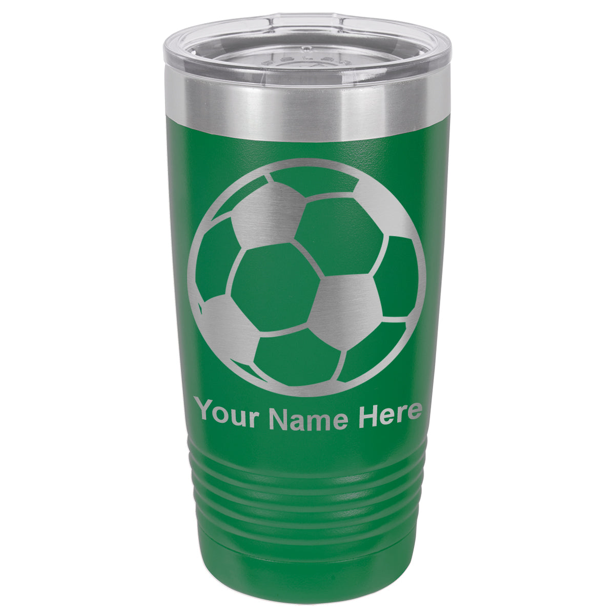 20oz Vacuum Insulated Tumbler Mug, Soccer Ball, Personalized Engraving Included