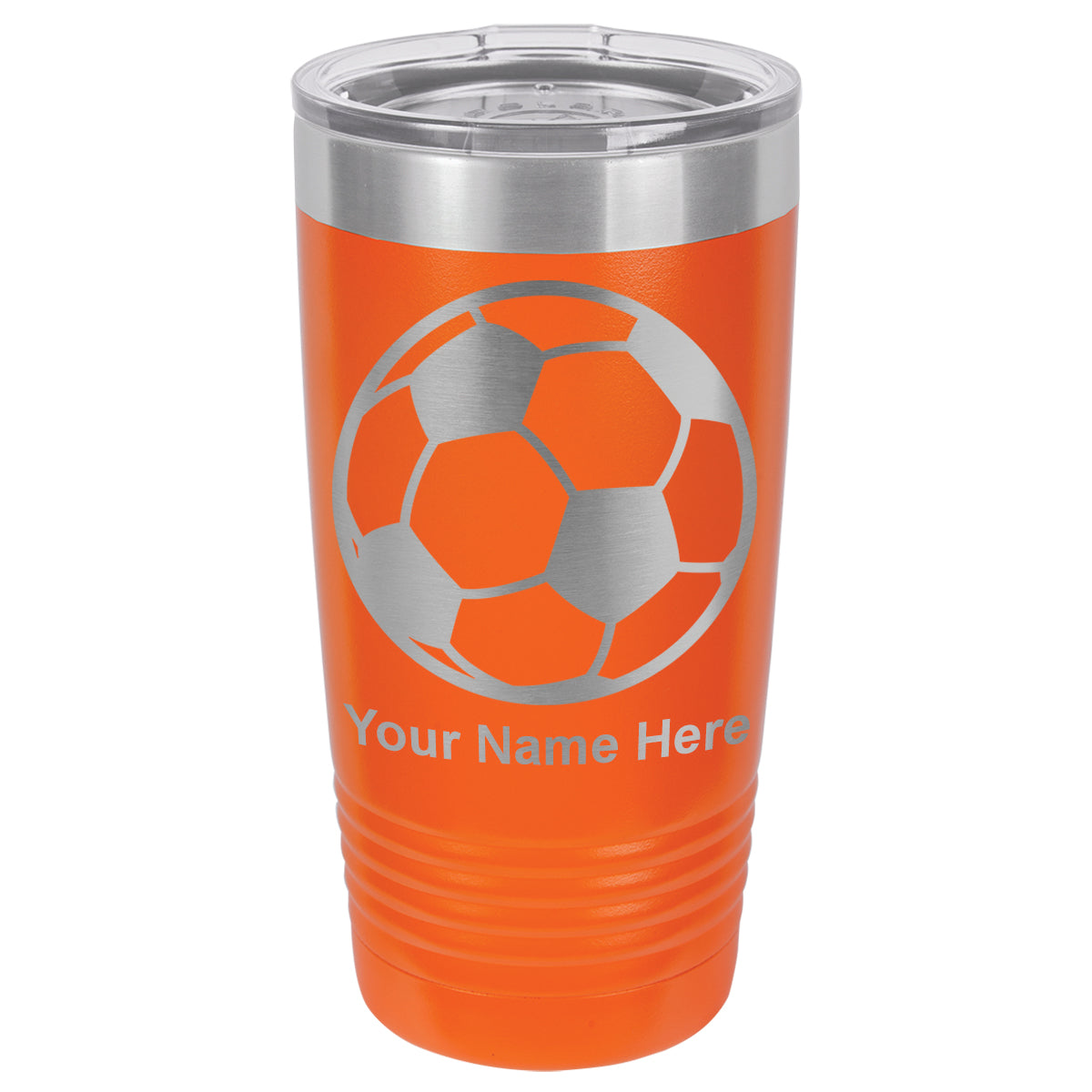 20oz Vacuum Insulated Tumbler Mug, Soccer Ball, Personalized Engraving Included