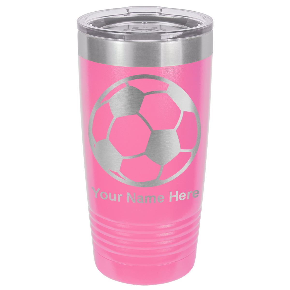 20oz Vacuum Insulated Tumbler Mug, Soccer Ball, Personalized Engraving Included