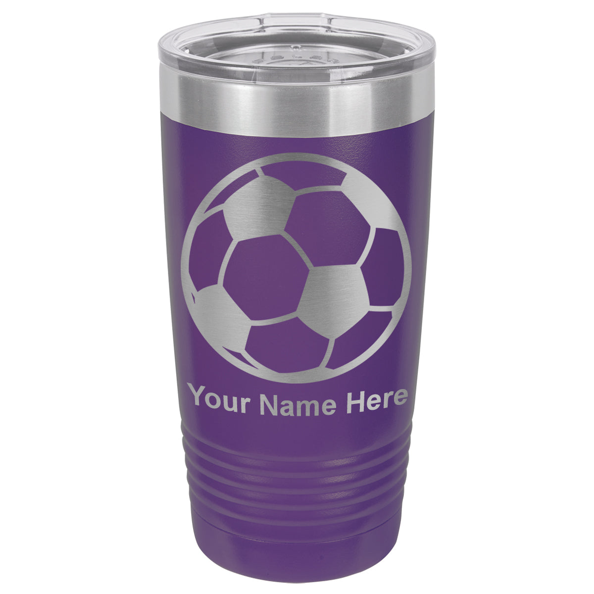 20oz Vacuum Insulated Tumbler Mug, Soccer Ball, Personalized Engraving Included