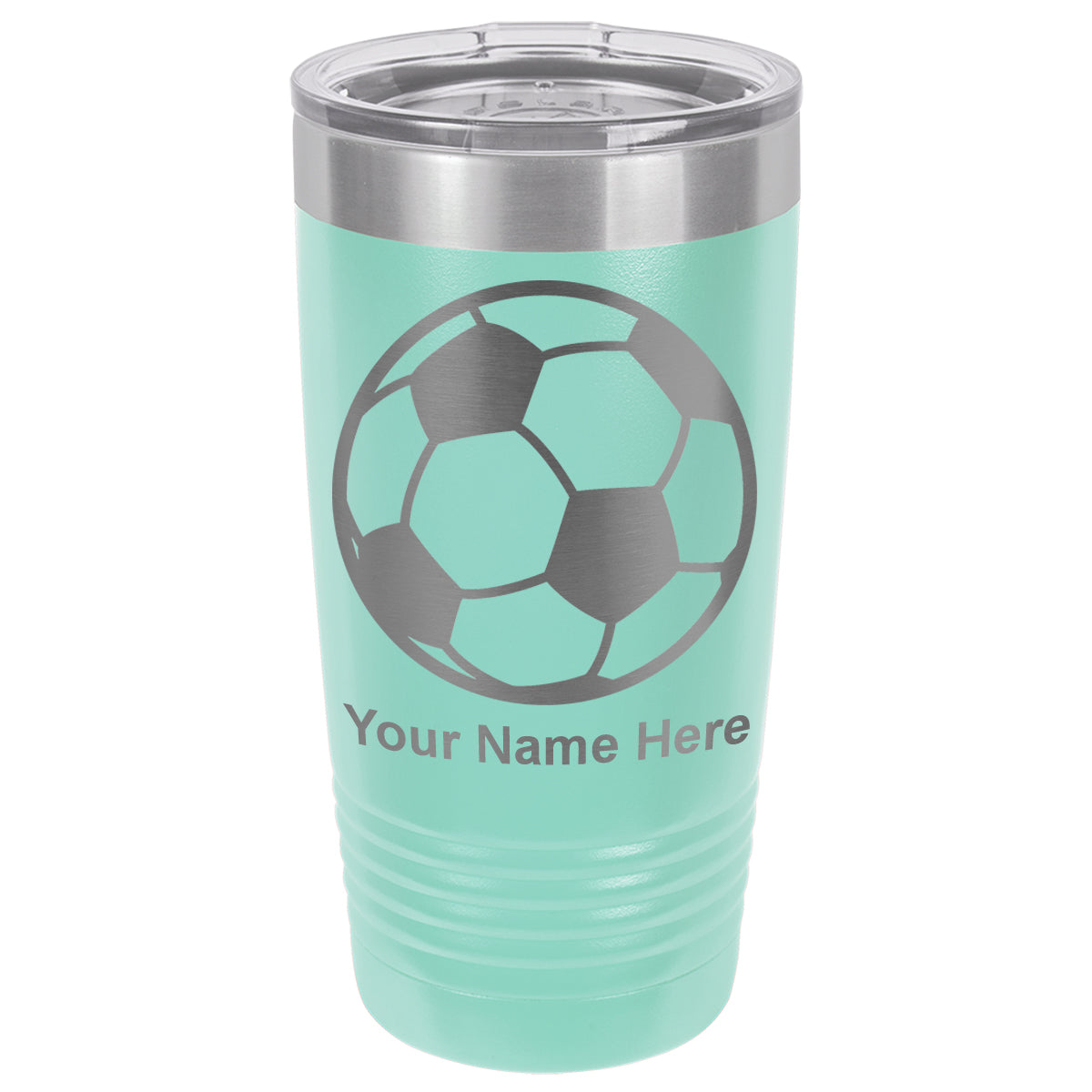 20oz Vacuum Insulated Tumbler Mug, Soccer Ball, Personalized Engraving Included
