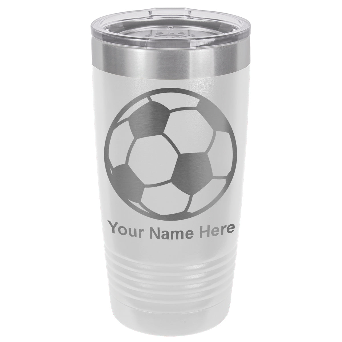 20oz Vacuum Insulated Tumbler Mug, Soccer Ball, Personalized Engraving Included