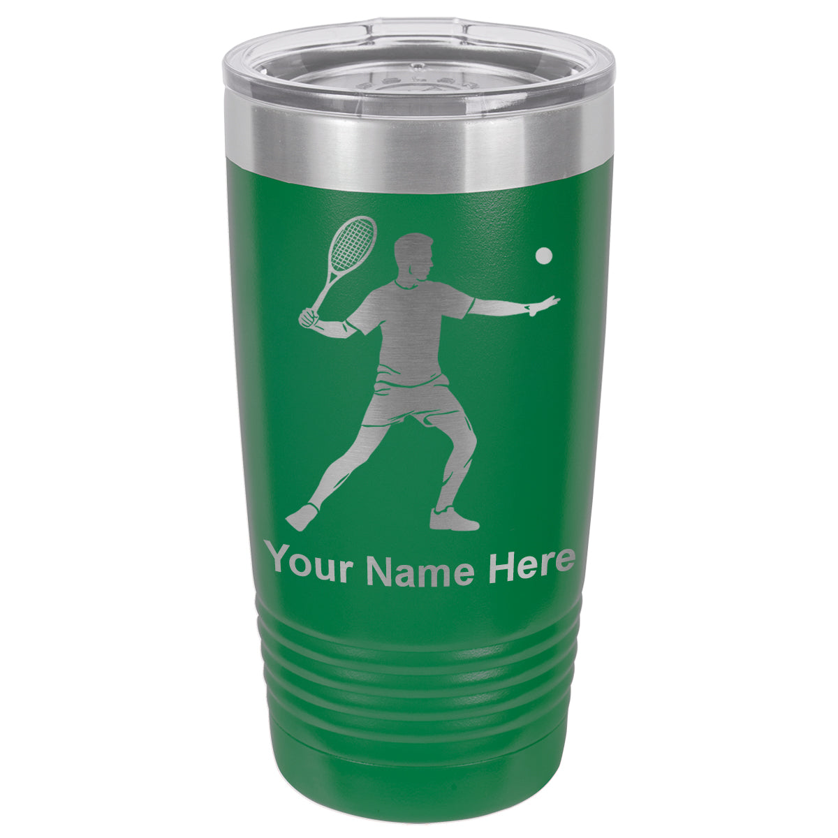 20oz Vacuum Insulated Tumbler Mug, Tennis Player Man, Personalized Engraving Included