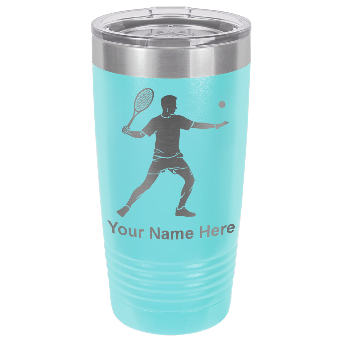 20oz Vacuum Insulated Tumbler Mug, Tennis Player Man, Personalized Engraving Included