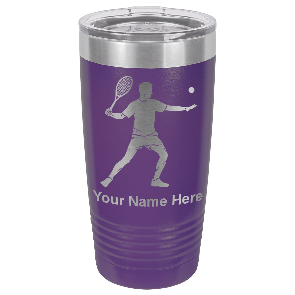20oz Vacuum Insulated Tumbler Mug, Tennis Player Man, Personalized Engraving Included
