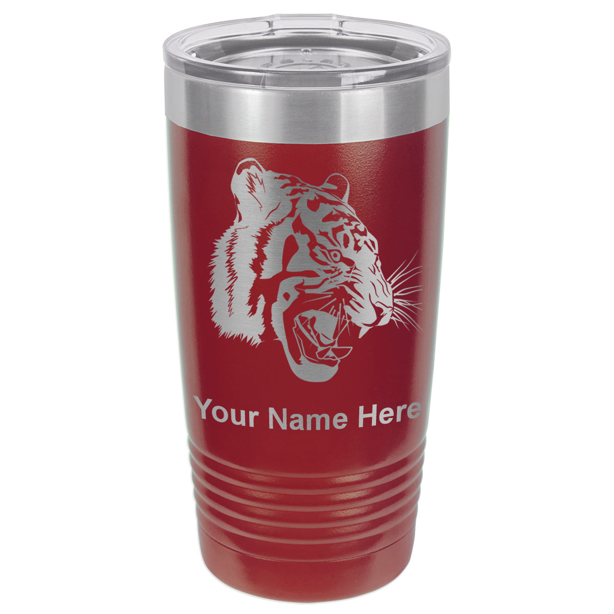 20oz Vacuum Insulated Tumbler Mug, Tiger Head, Personalized Engraving Included