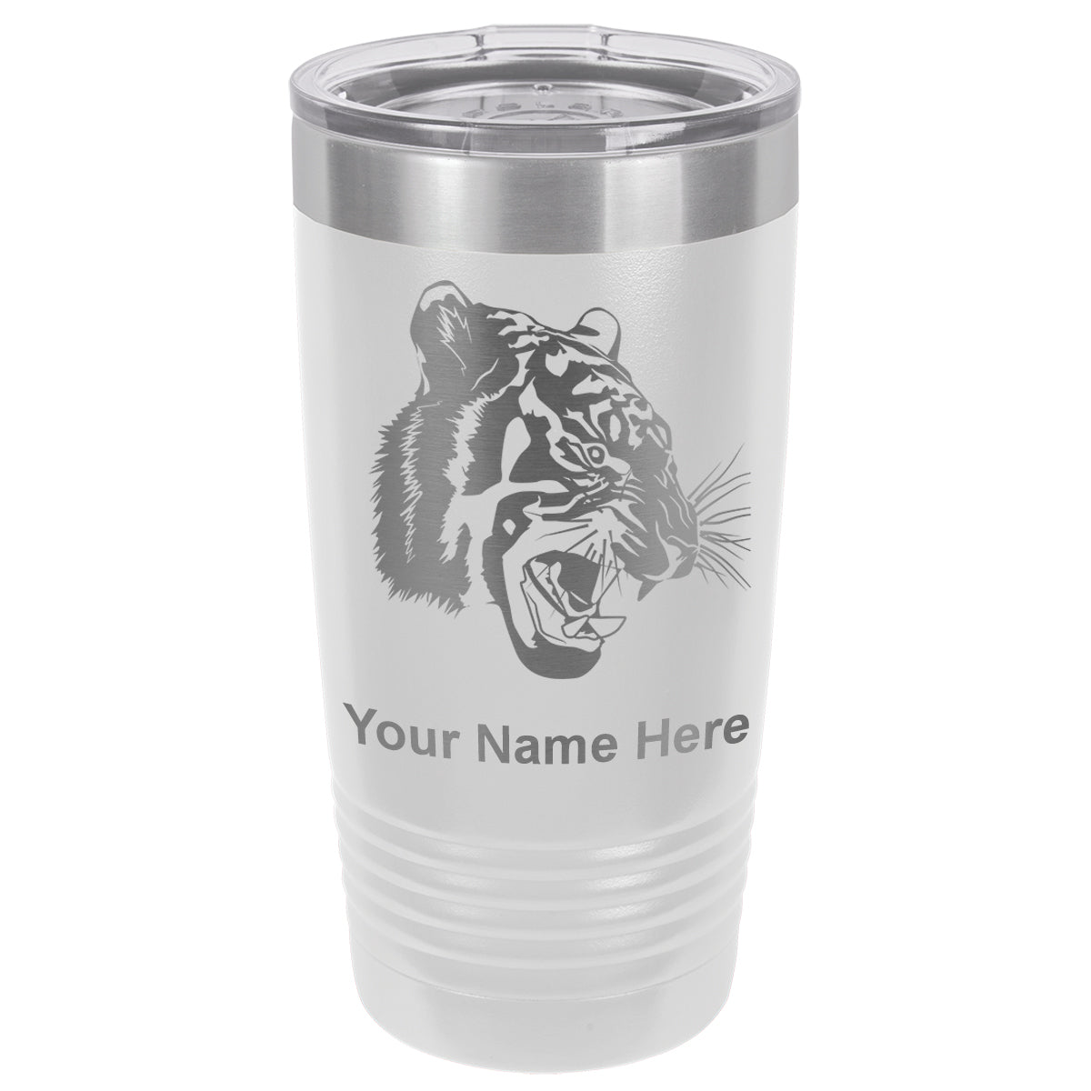 20oz Vacuum Insulated Tumbler Mug, Tiger Head, Personalized Engraving Included