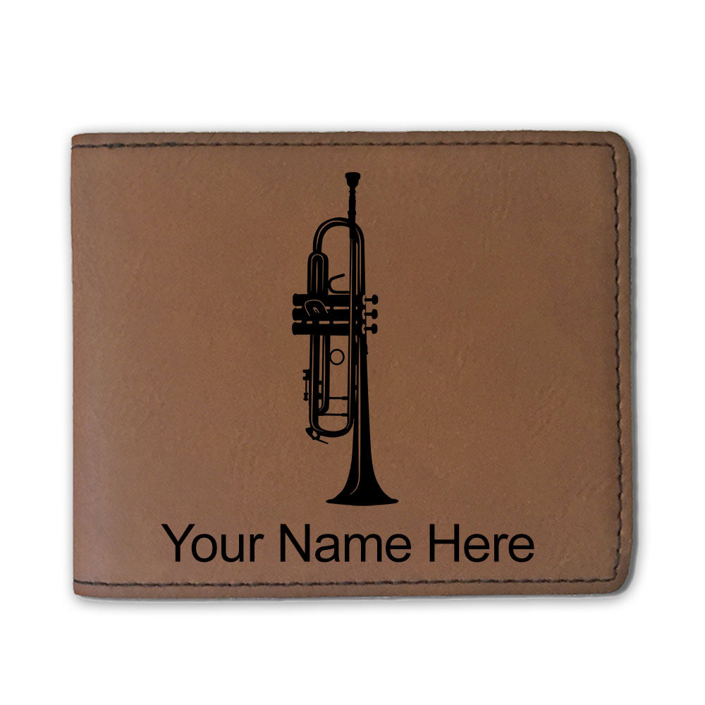 Faux Leather Bi-Fold Wallet, Trumpet, Personalized Engraving Included