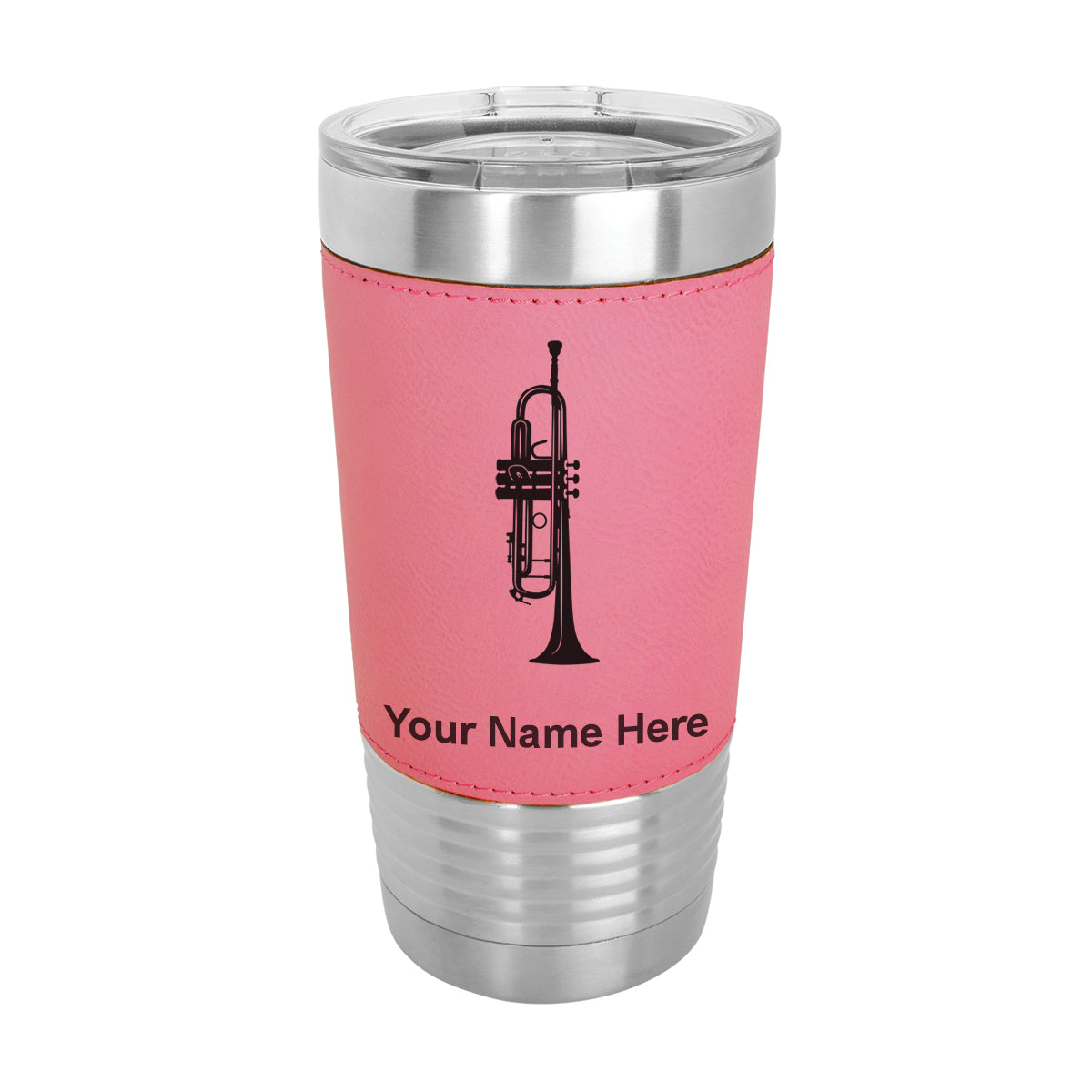 20oz Faux Leather Tumbler Mug, Trumpet, Personalized Engraving Included