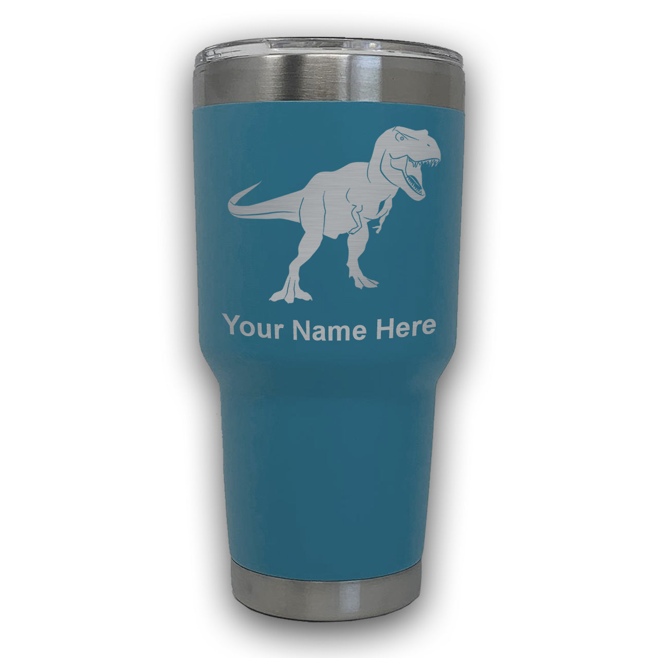 LaserGram 30oz Tumbler Mug, Tyrannosaurus Rex Dinosaur, Personalized Engraving Included