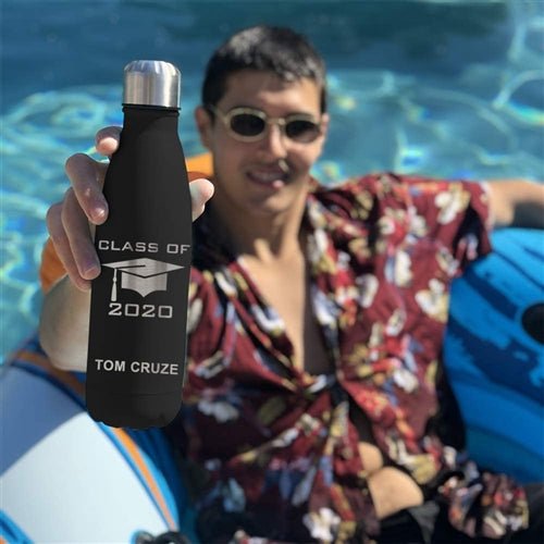 LaserGram Double Wall Water Bottle, World's Greatest Grandson, Personalized Engraving Included