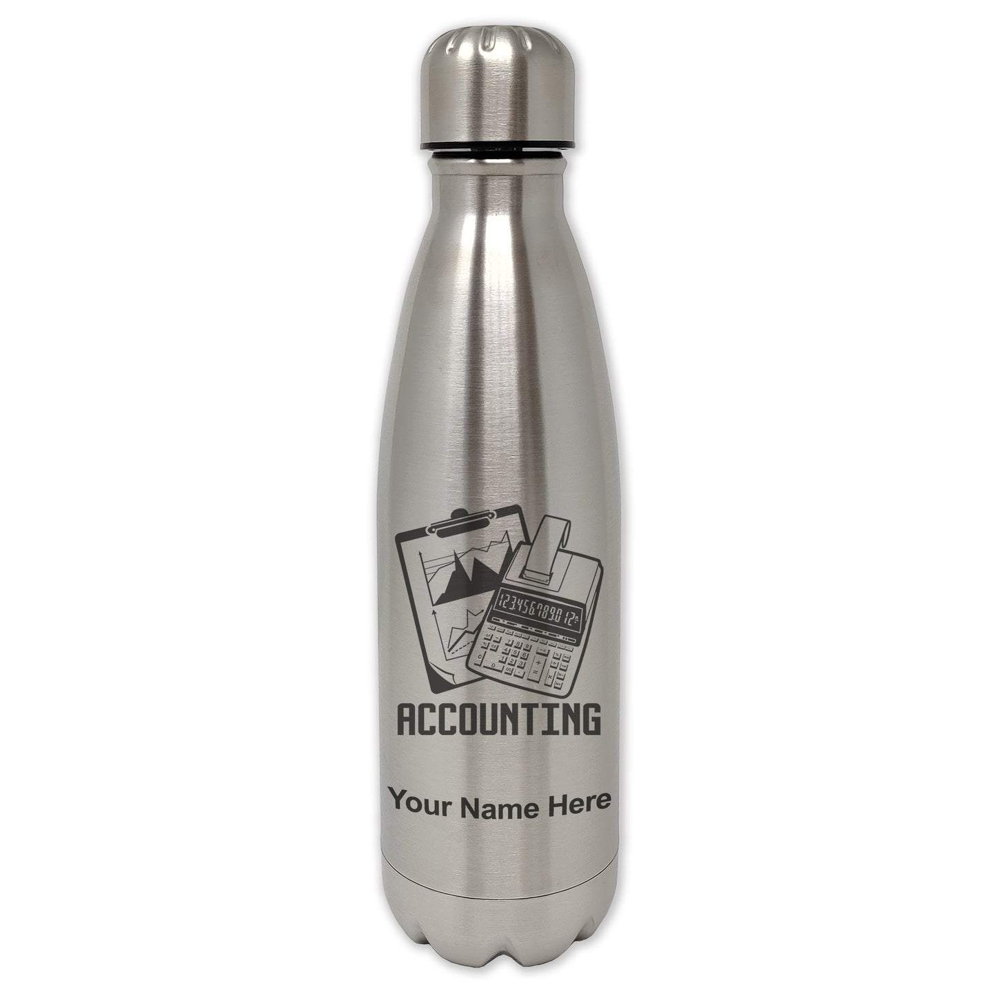 LaserGram Double Wall Water Bottle, Accounting, Personalized Engraving Included