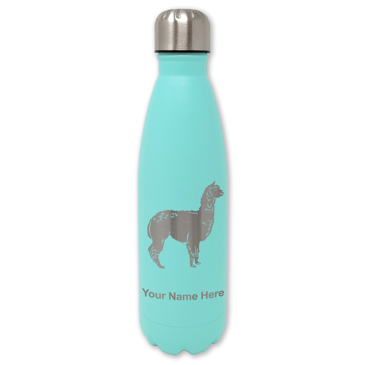 LaserGram Double Wall Water Bottle, Alpaca, Personalized Engraving Included
