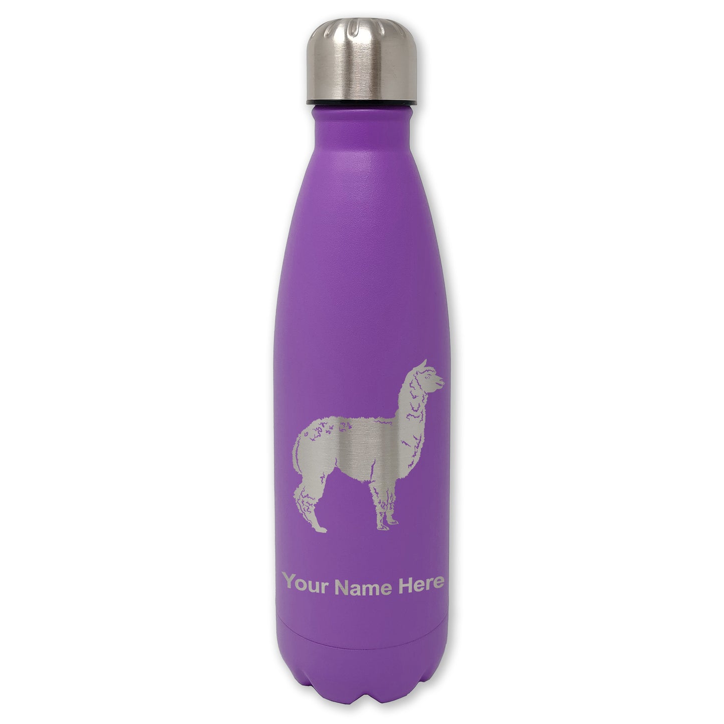 LaserGram Double Wall Water Bottle, Alpaca, Personalized Engraving Included