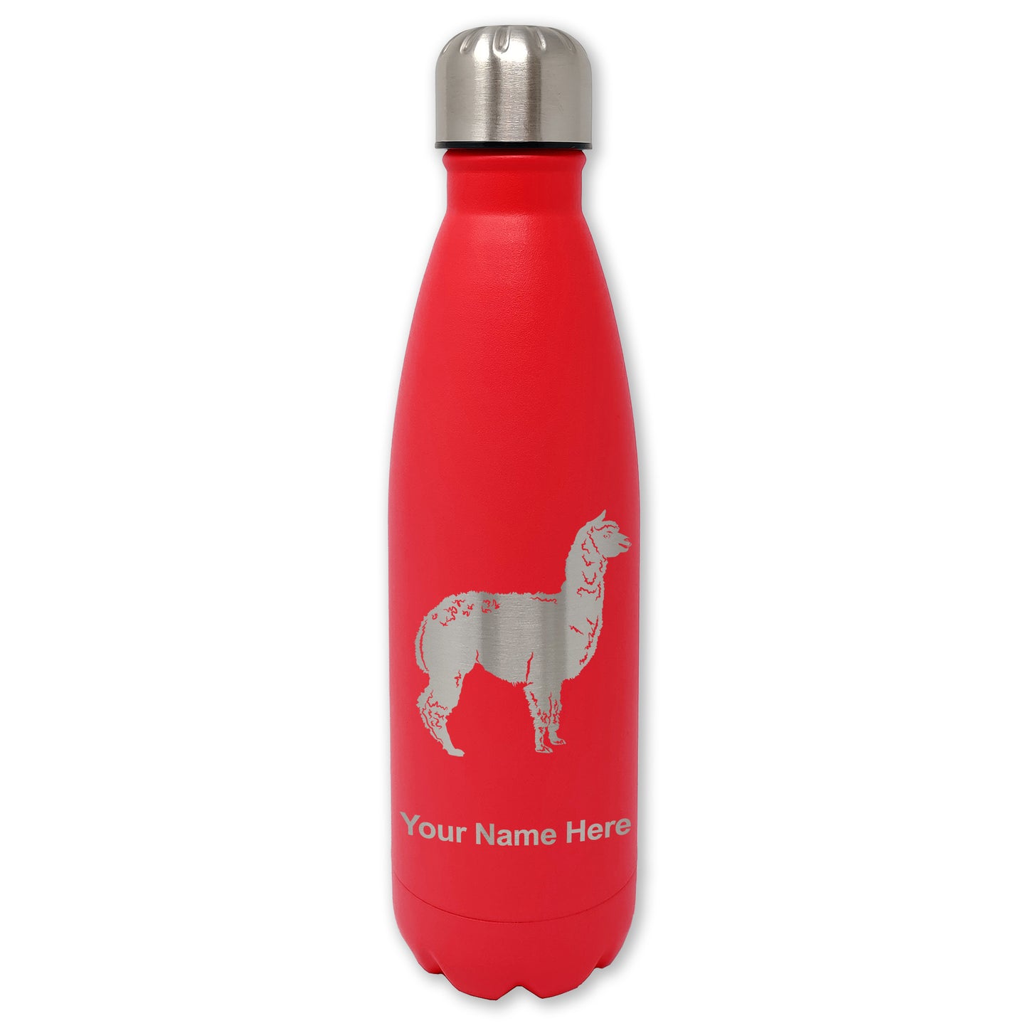LaserGram Double Wall Water Bottle, Alpaca, Personalized Engraving Included