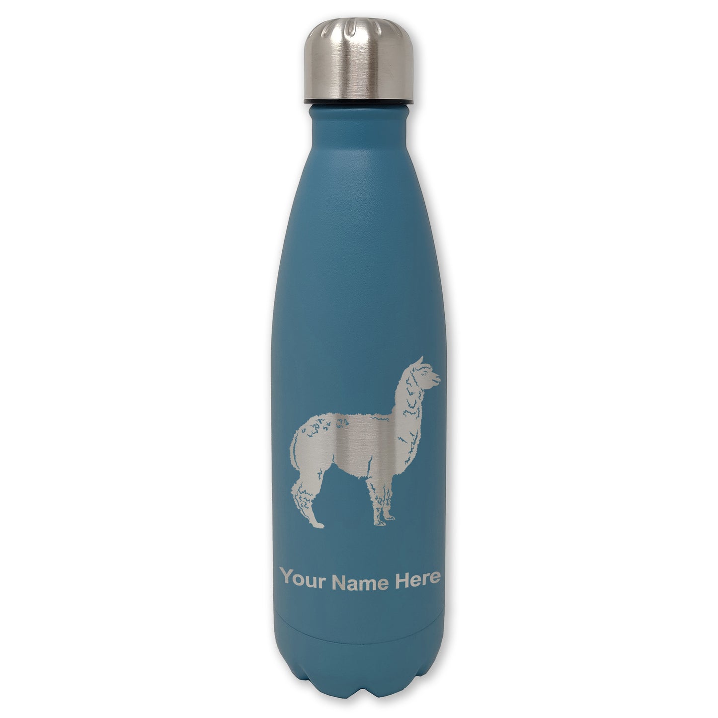 LaserGram Double Wall Water Bottle, Alpaca, Personalized Engraving Included