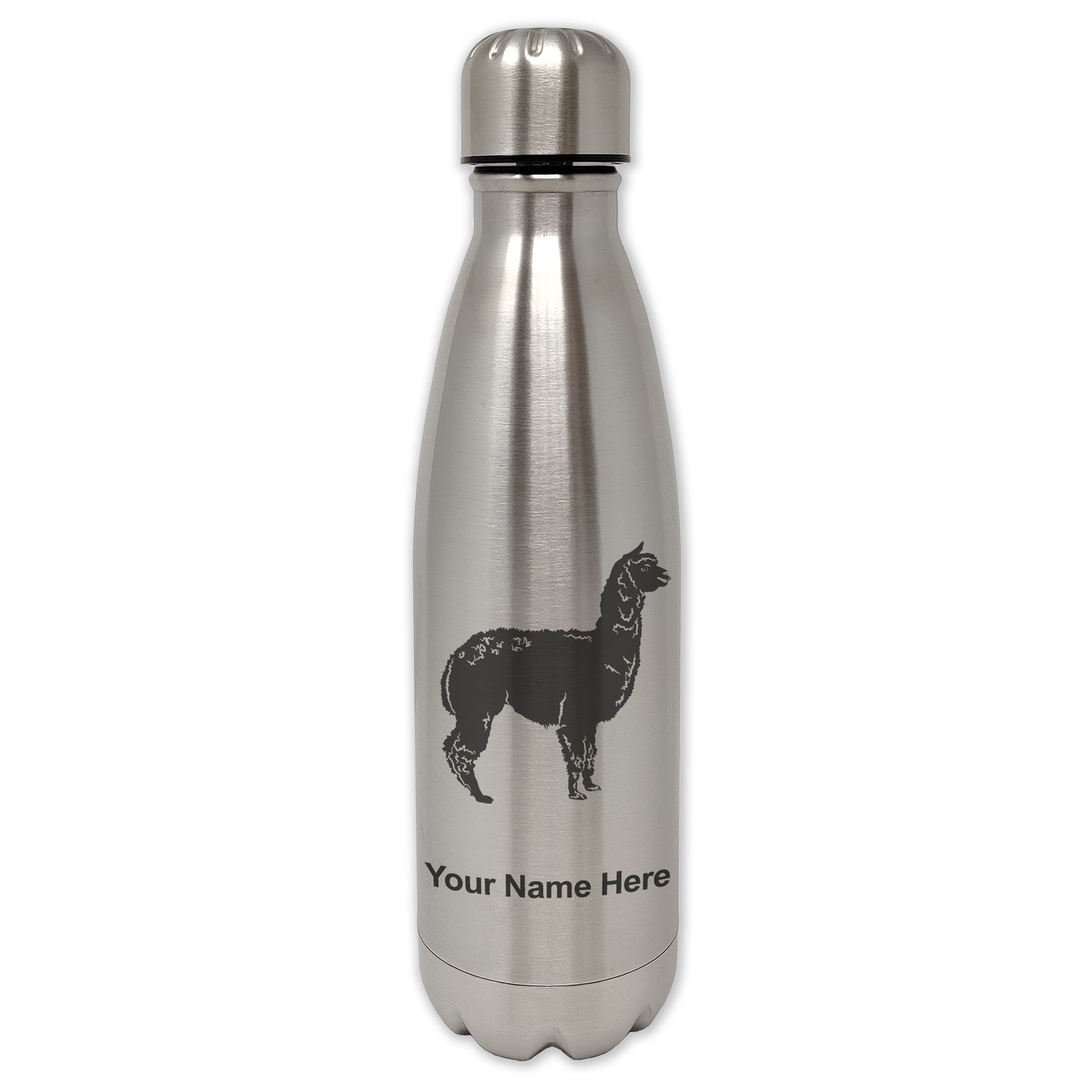 LaserGram Double Wall Water Bottle, Alpaca, Personalized Engraving Included