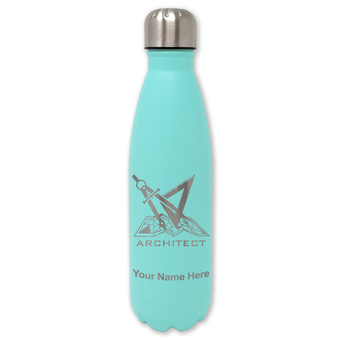 LaserGram Double Wall Water Bottle, Architect Symbol, Personalized Engraving Included