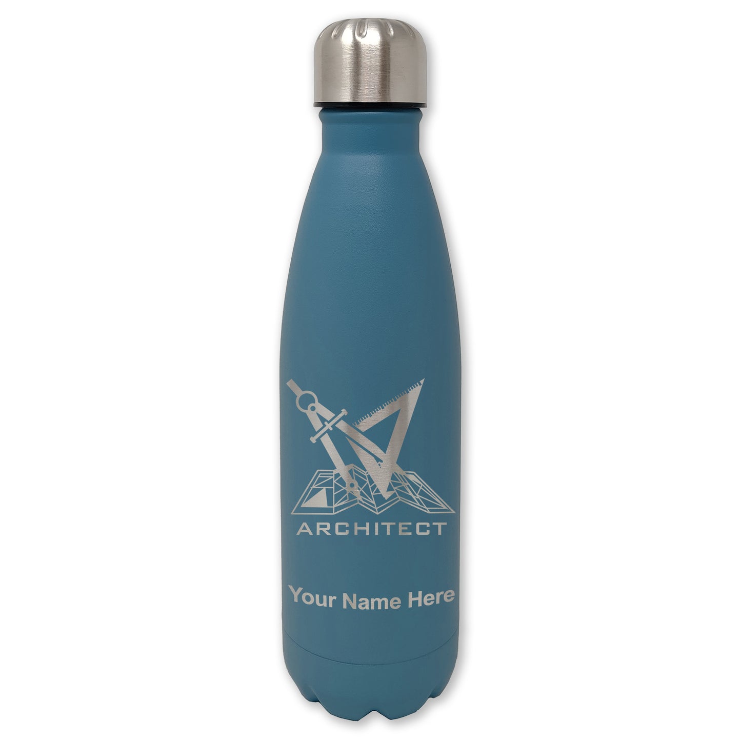 LaserGram Double Wall Water Bottle, Architect Symbol, Personalized Engraving Included