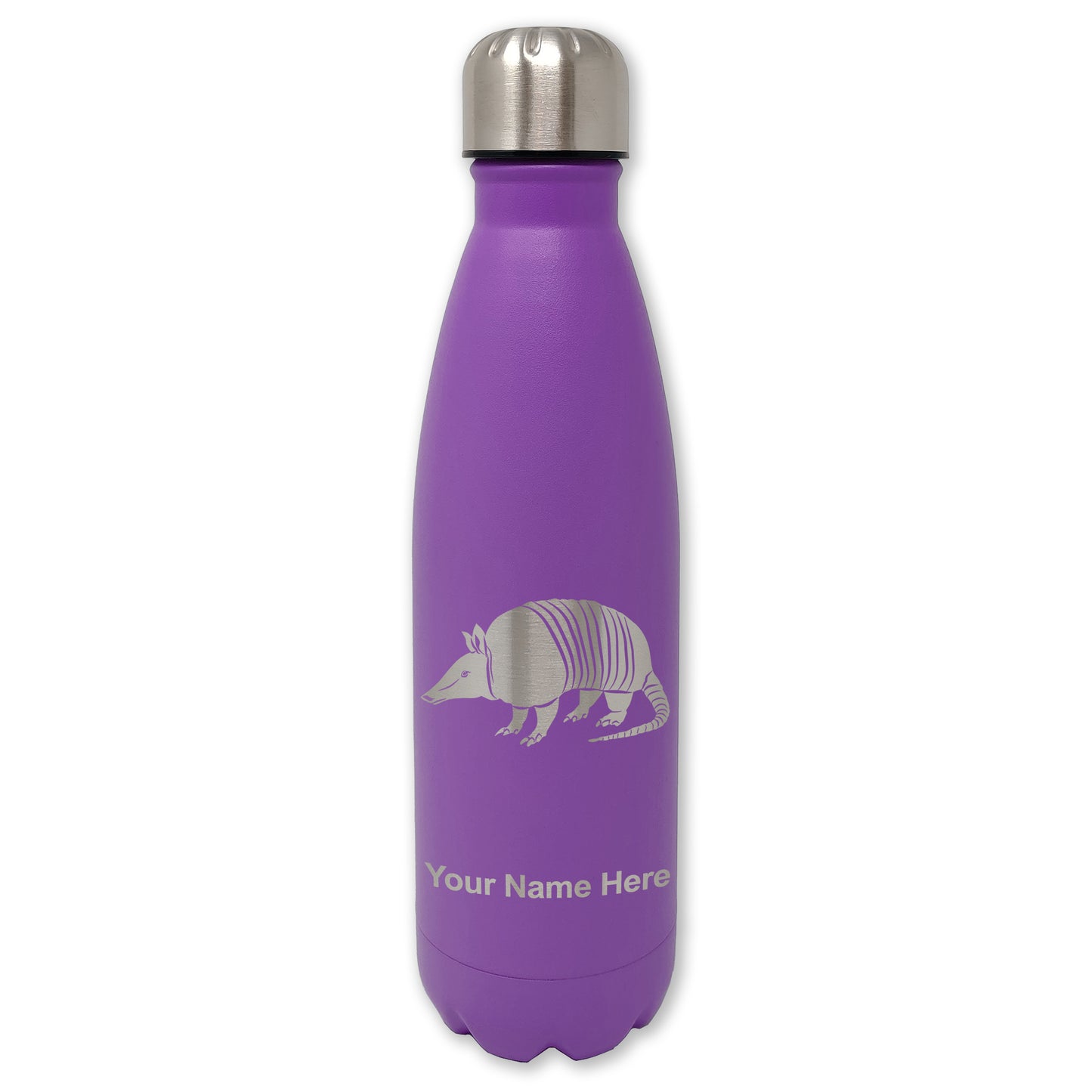 LaserGram Double Wall Water Bottle, Armadillo, Personalized Engraving Included