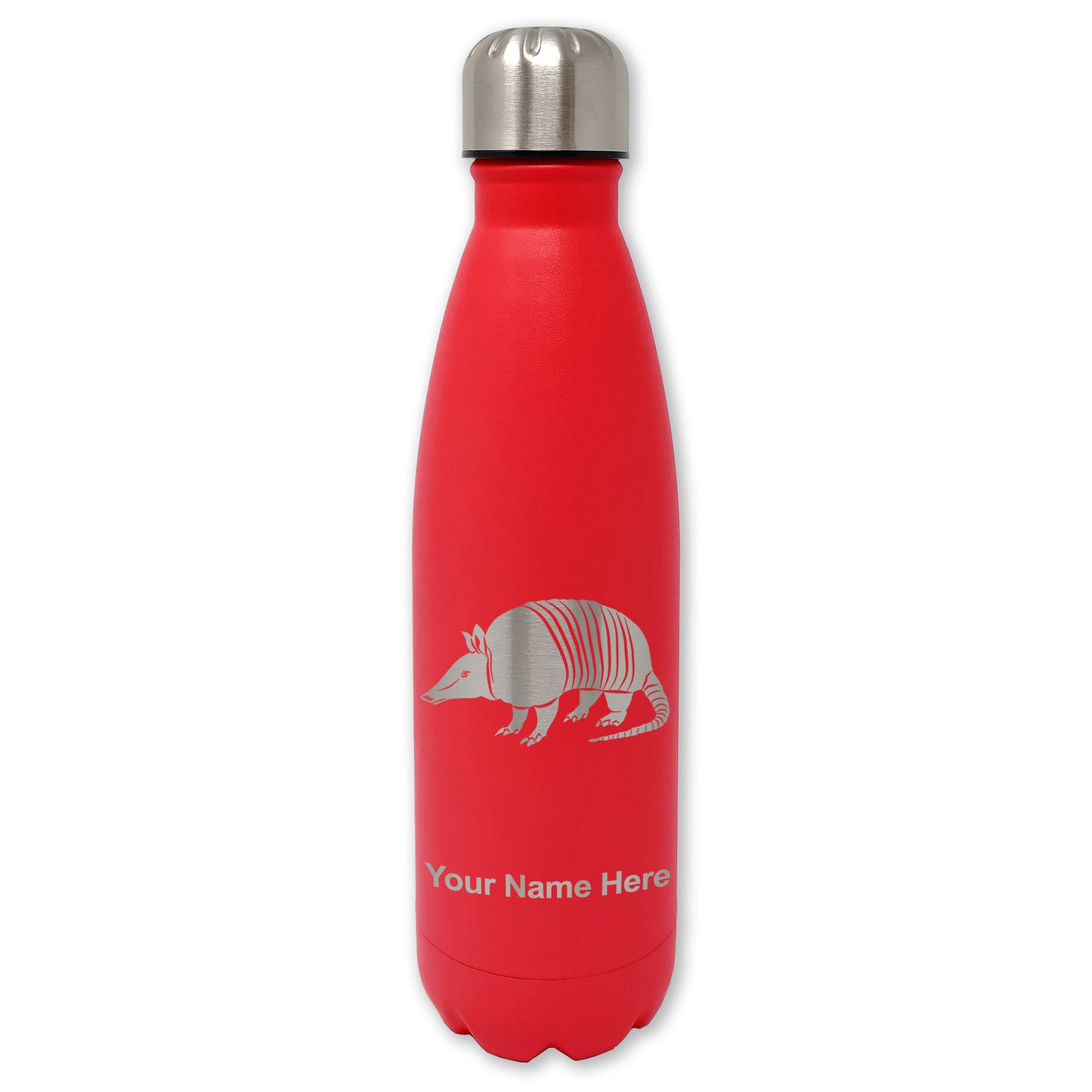 LaserGram Double Wall Water Bottle, Armadillo, Personalized Engraving Included