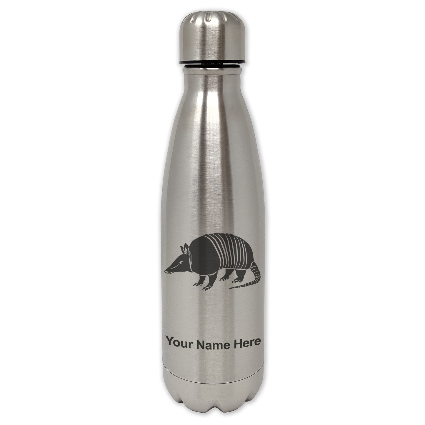 LaserGram Double Wall Water Bottle, Armadillo, Personalized Engraving Included