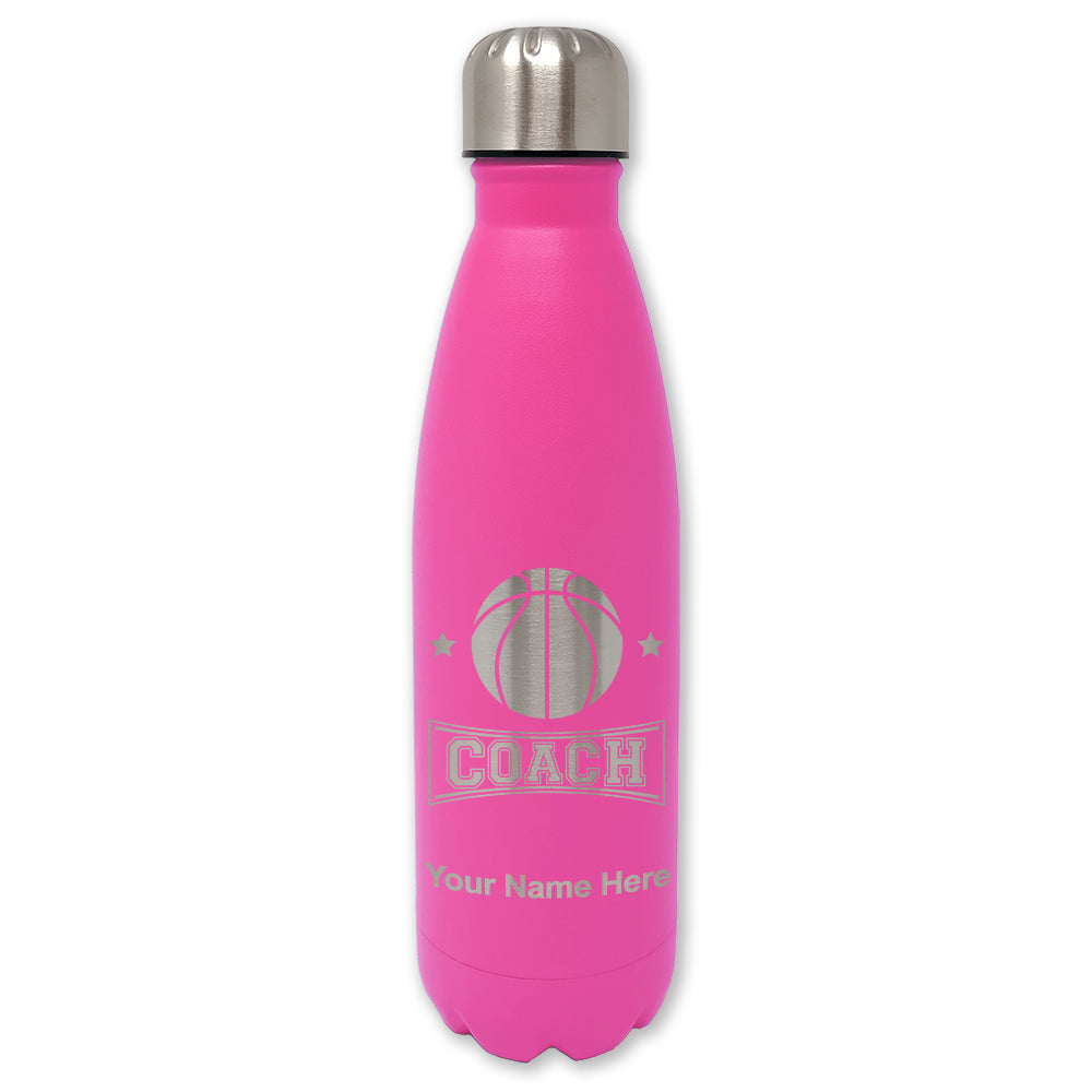 LaserGram Double Wall Water Bottle, Basketball Coach, Personalized Engraving Included