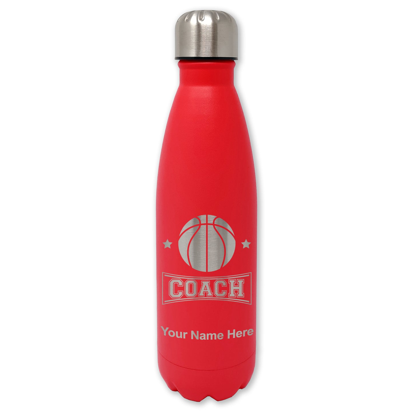 LaserGram Double Wall Water Bottle, Basketball Coach, Personalized Engraving Included