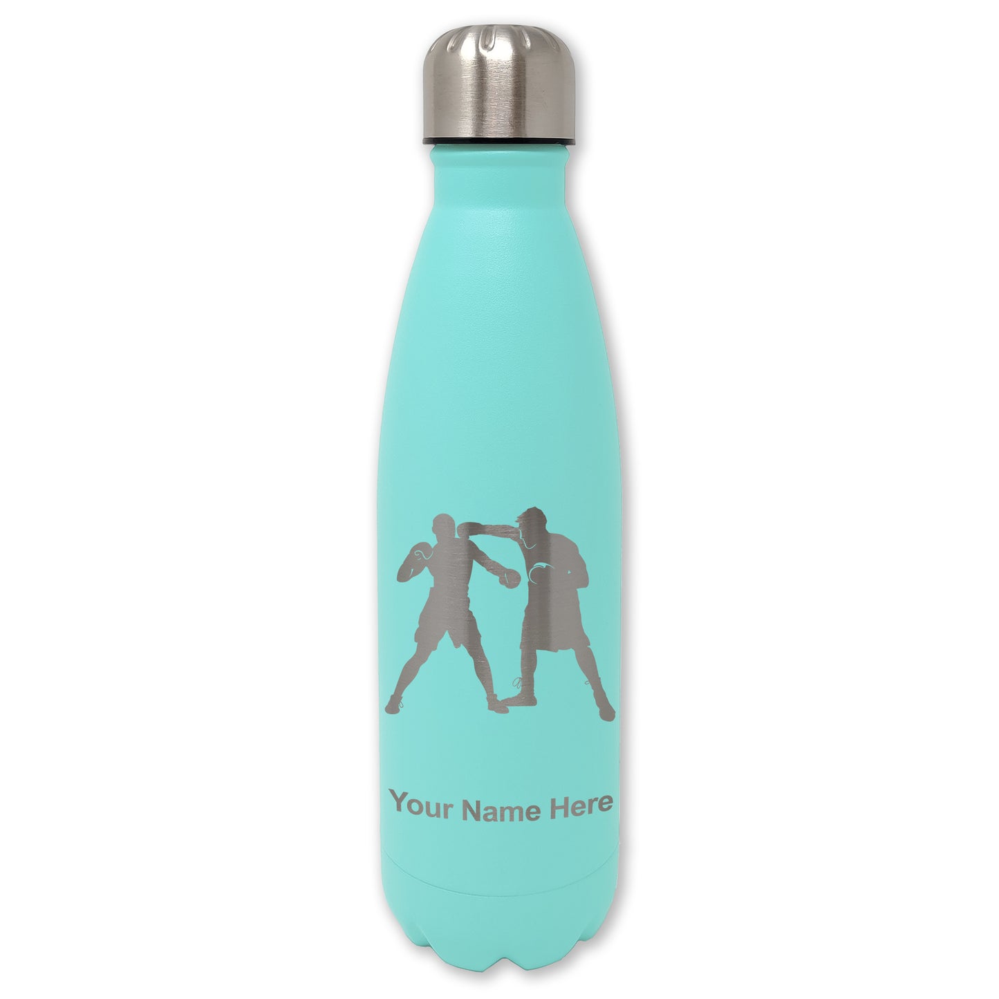LaserGram Double Wall Water Bottle, Boxers Boxing, Personalized Engraving Included