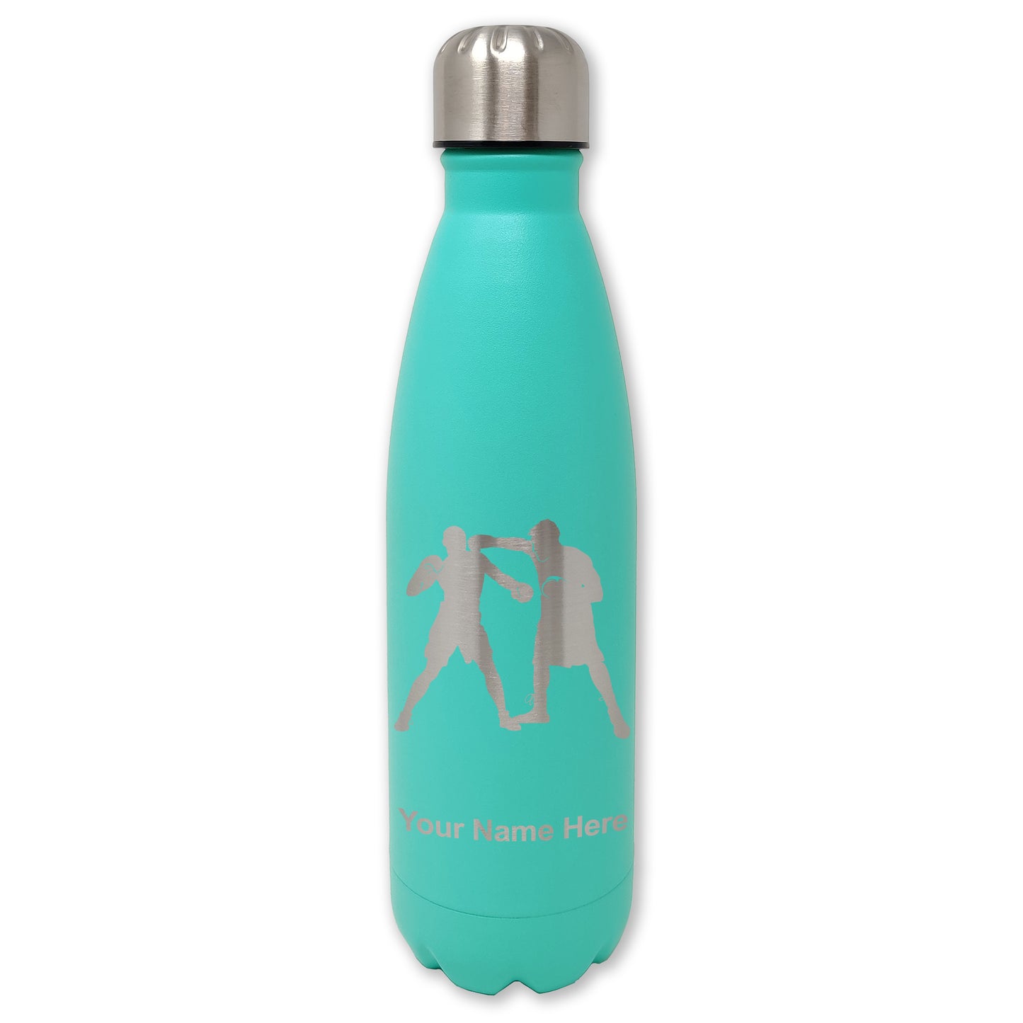 LaserGram Double Wall Water Bottle, Boxers Boxing, Personalized Engraving Included