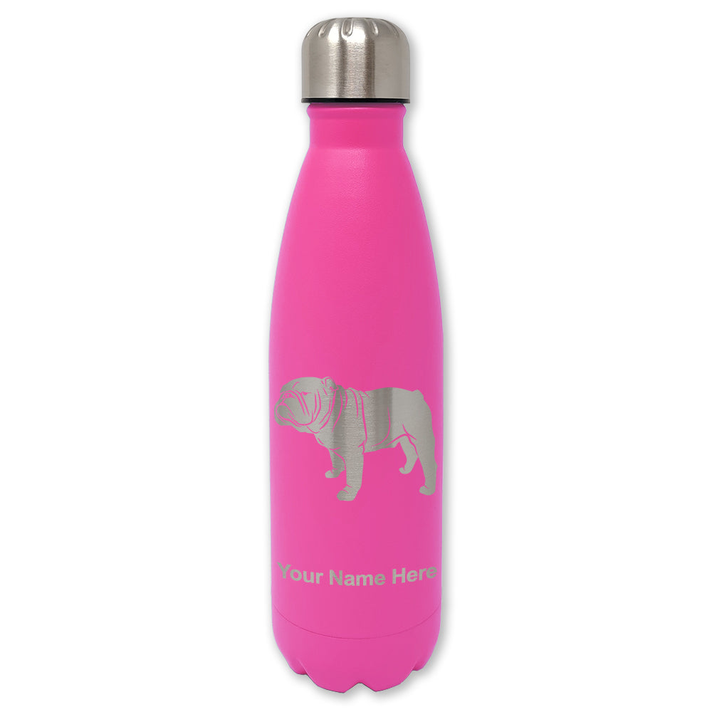 LaserGram Double Wall Water Bottle, Bulldog Dog, Personalized Engraving Included