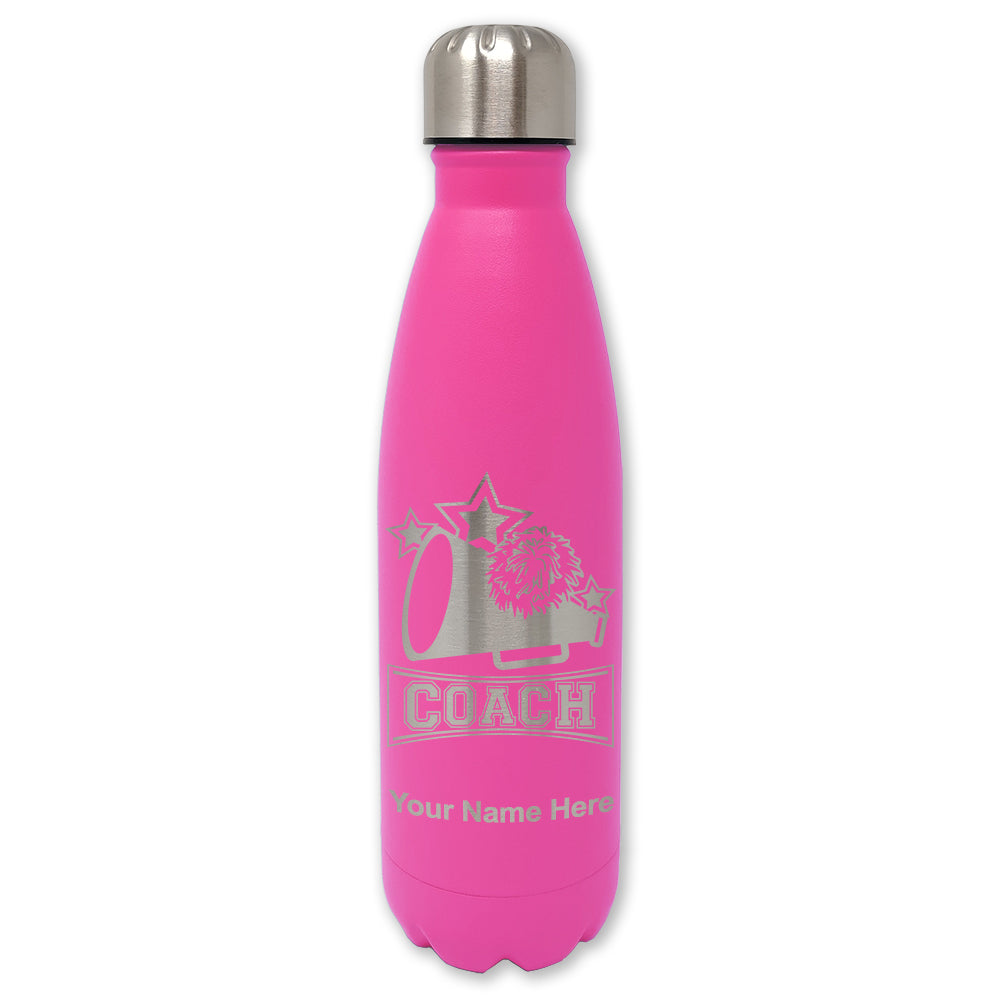 LaserGram Double Wall Water Bottle, Cheerleading Coach, Personalized Engraving Included