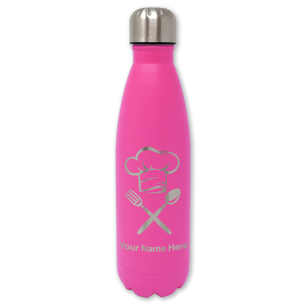 LaserGram Double Wall Water Bottle, Chef Hat, Personalized Engraving Included