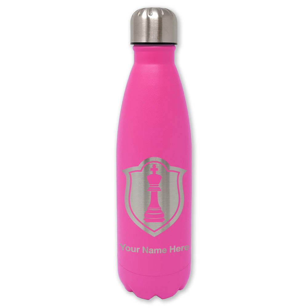 LaserGram Double Wall Water Bottle, Chess King, Personalized Engraving Included