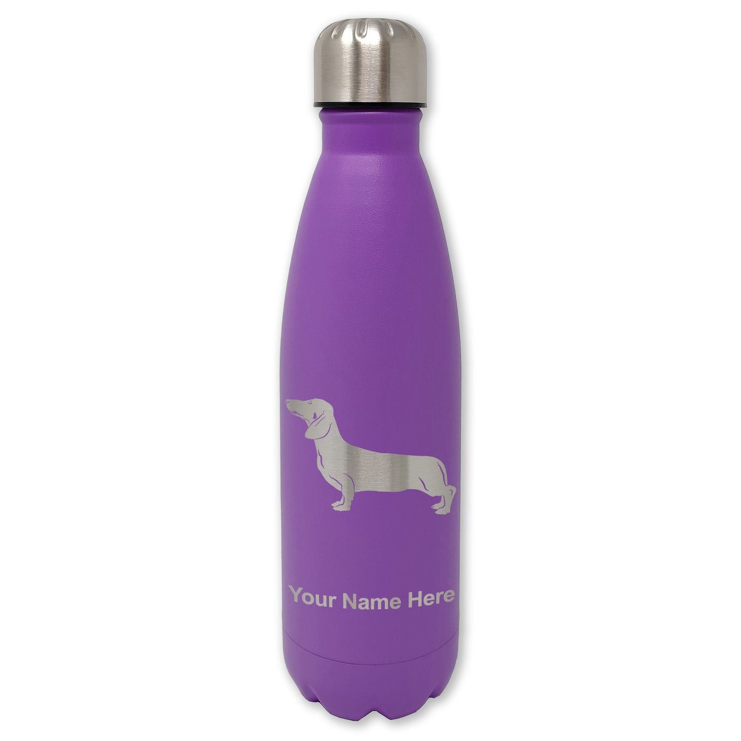 LaserGram Double Wall Water Bottle, Dachshund Dog, Personalized Engraving Included