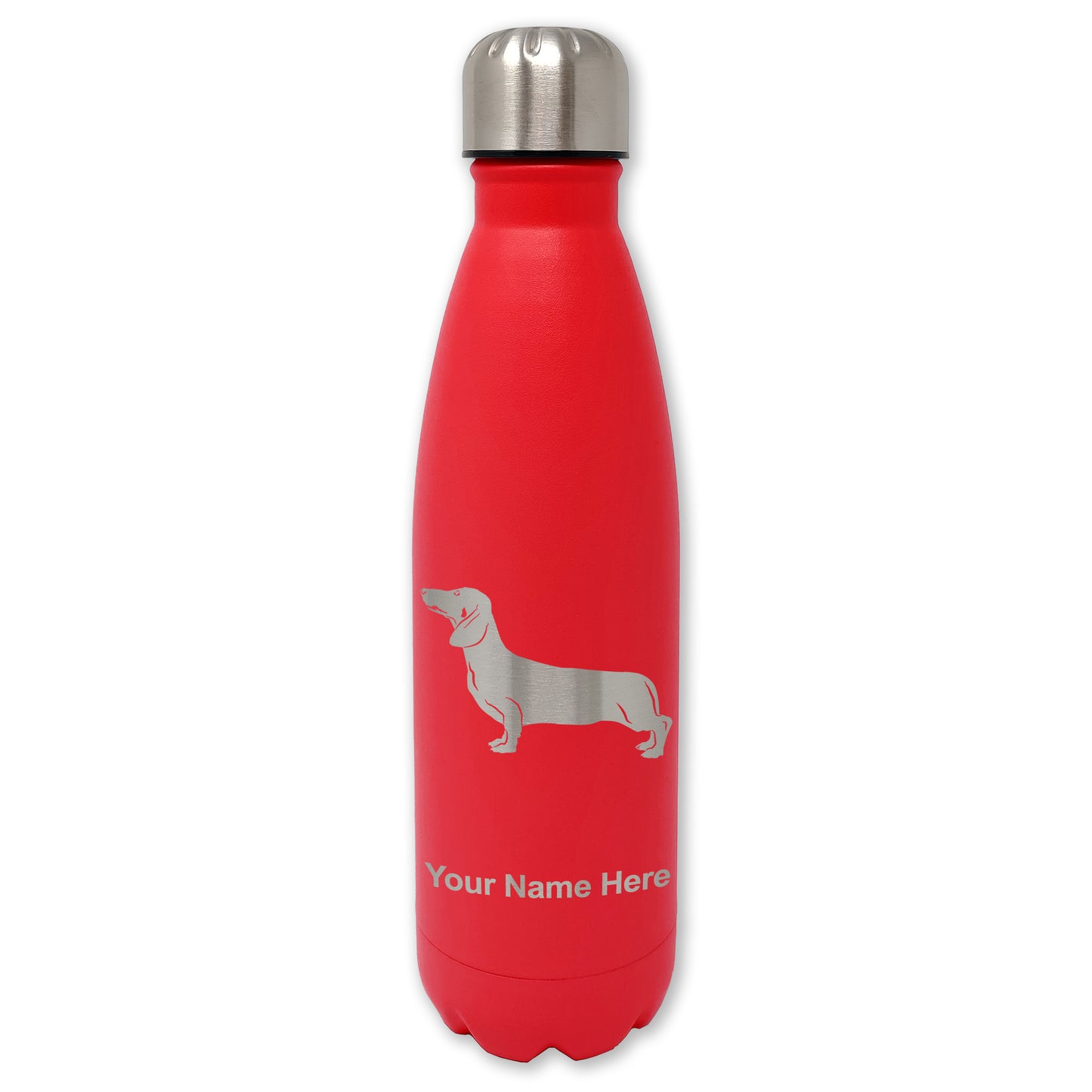 LaserGram Double Wall Water Bottle, Dachshund Dog, Personalized Engraving Included