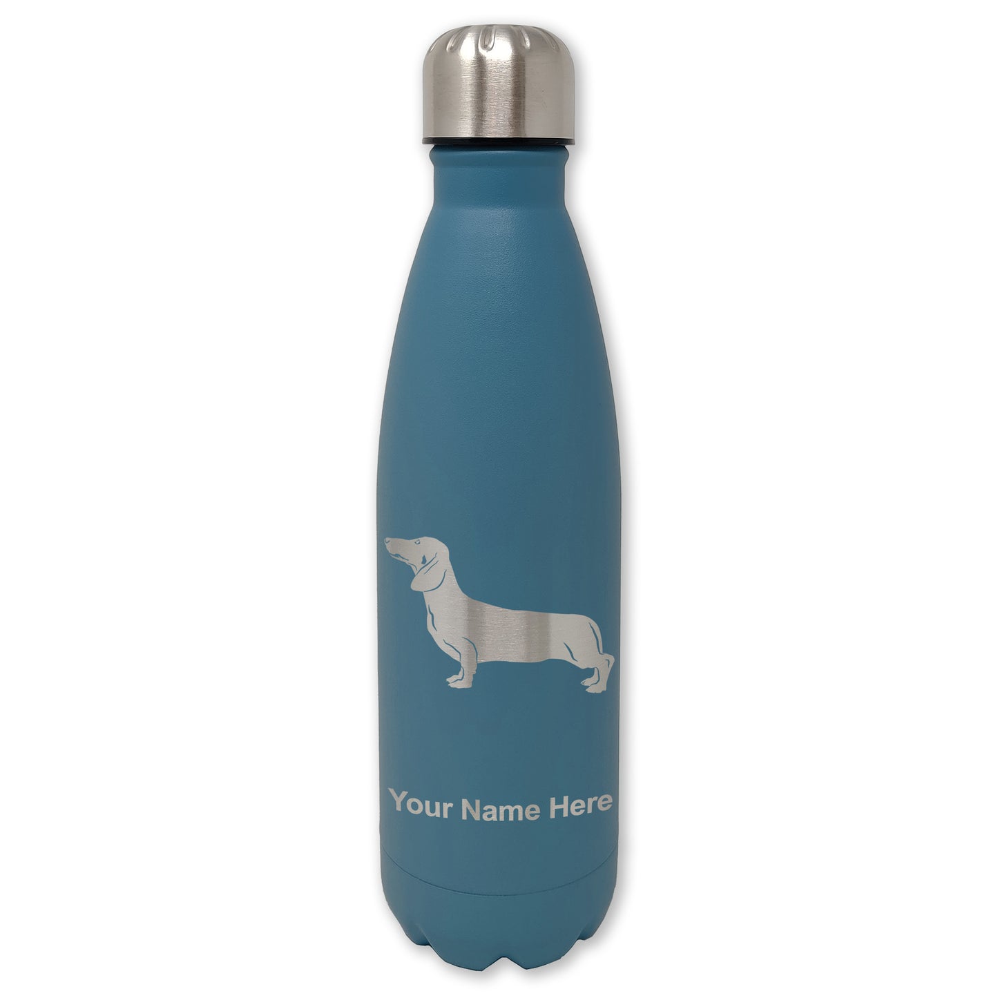 LaserGram Double Wall Water Bottle, Dachshund Dog, Personalized Engraving Included