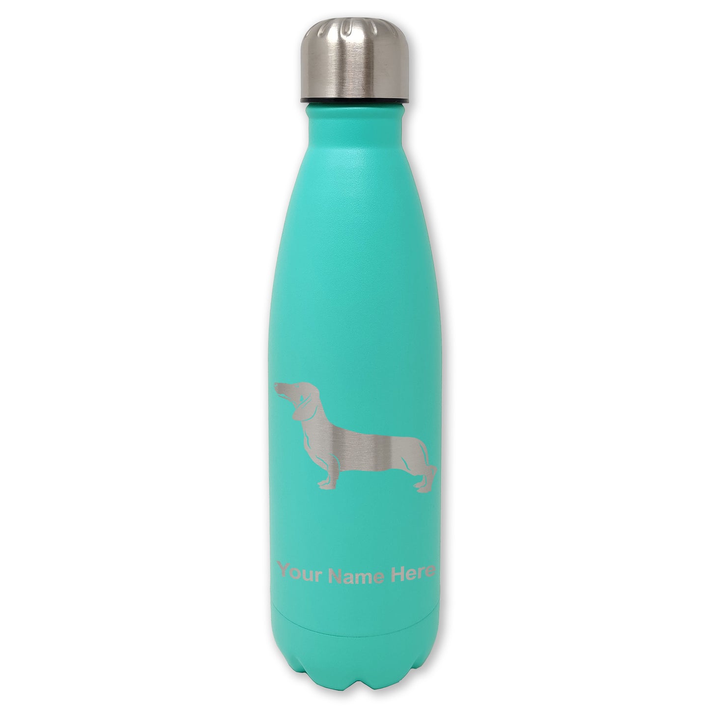 LaserGram Double Wall Water Bottle, Dachshund Dog, Personalized Engraving Included