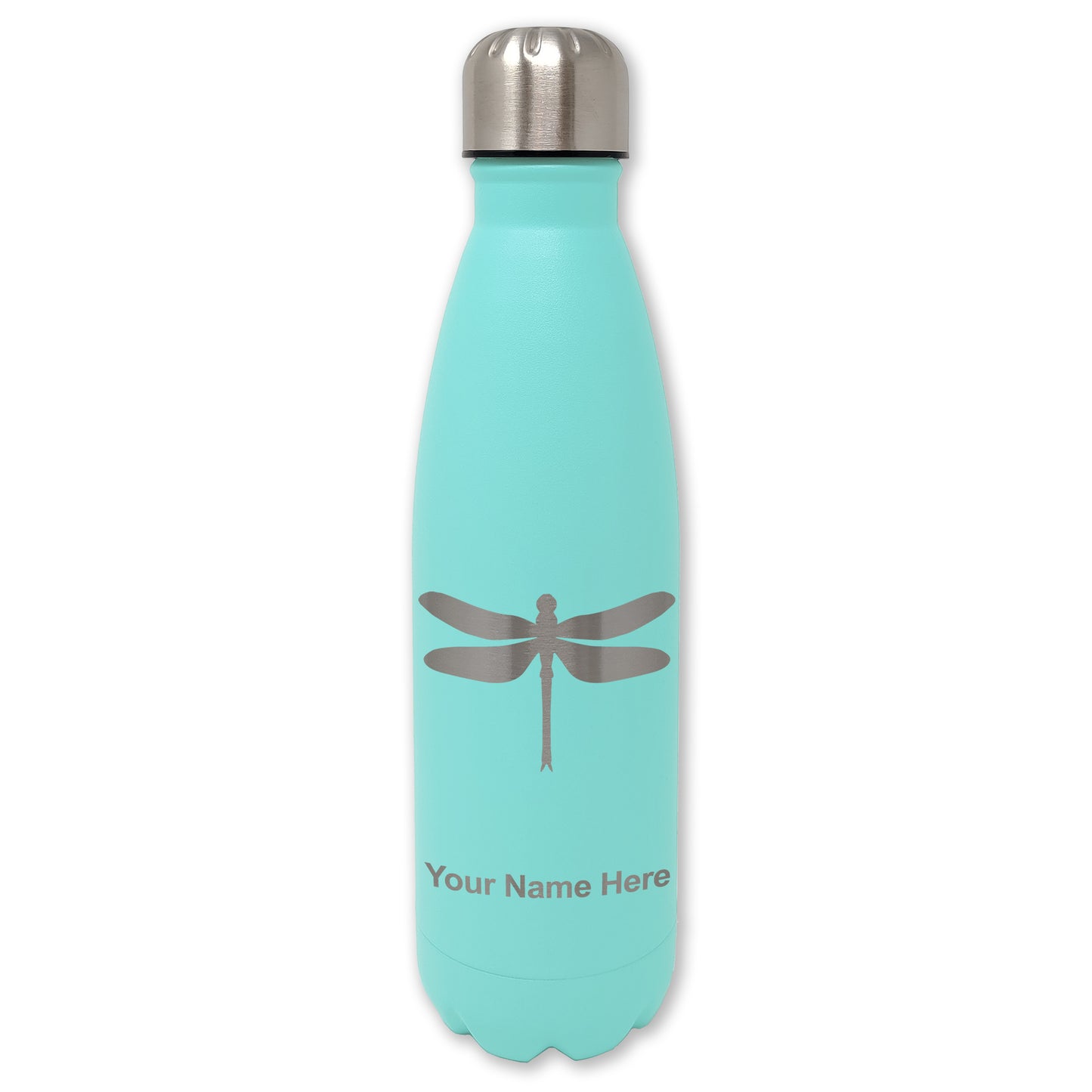 LaserGram Double Wall Water Bottle, Dragonfly, Personalized Engraving Included