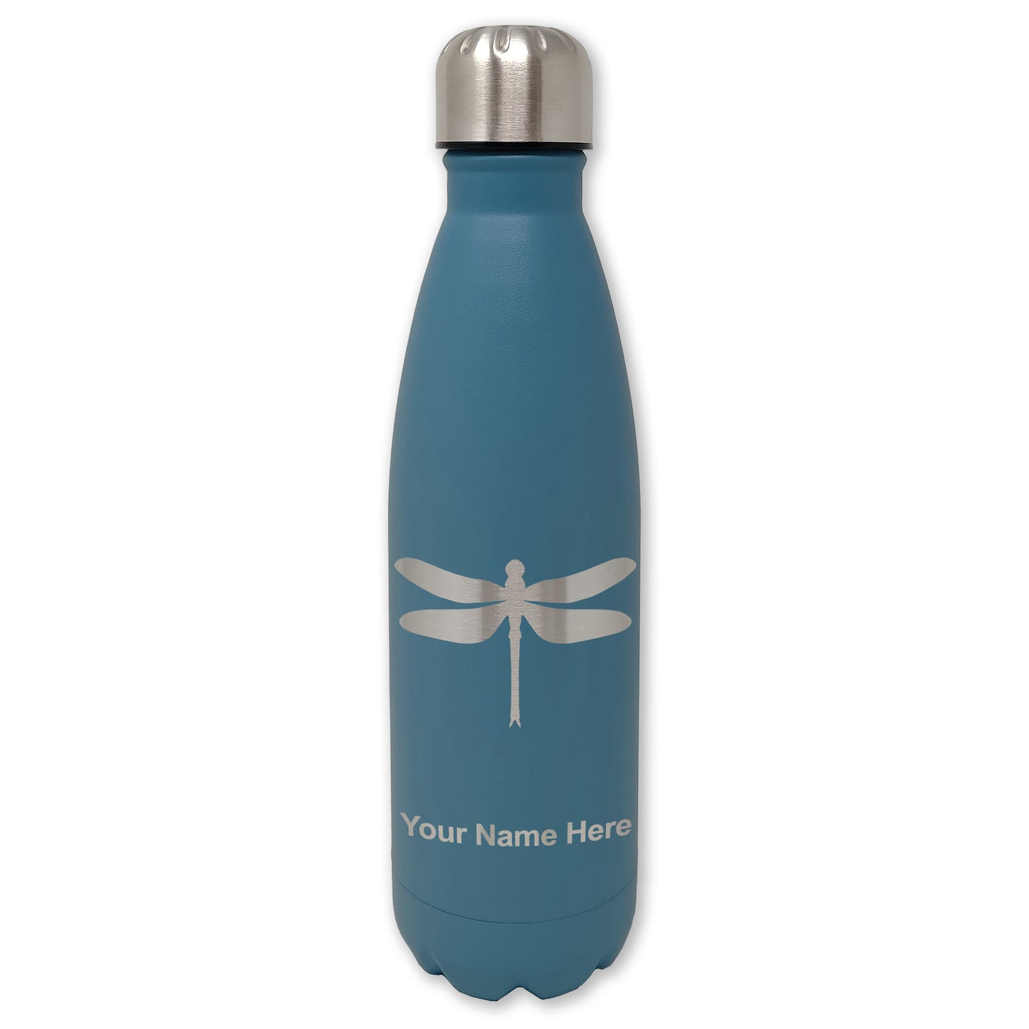 LaserGram Double Wall Water Bottle, Dragonfly, Personalized Engraving Included