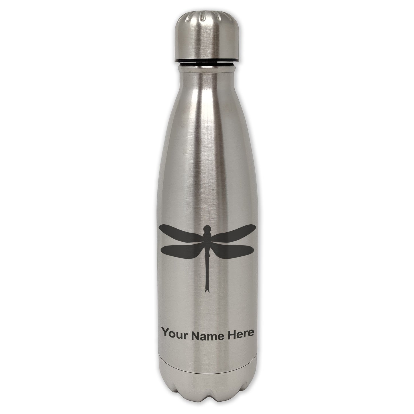 LaserGram Double Wall Water Bottle, Dragonfly, Personalized Engraving Included