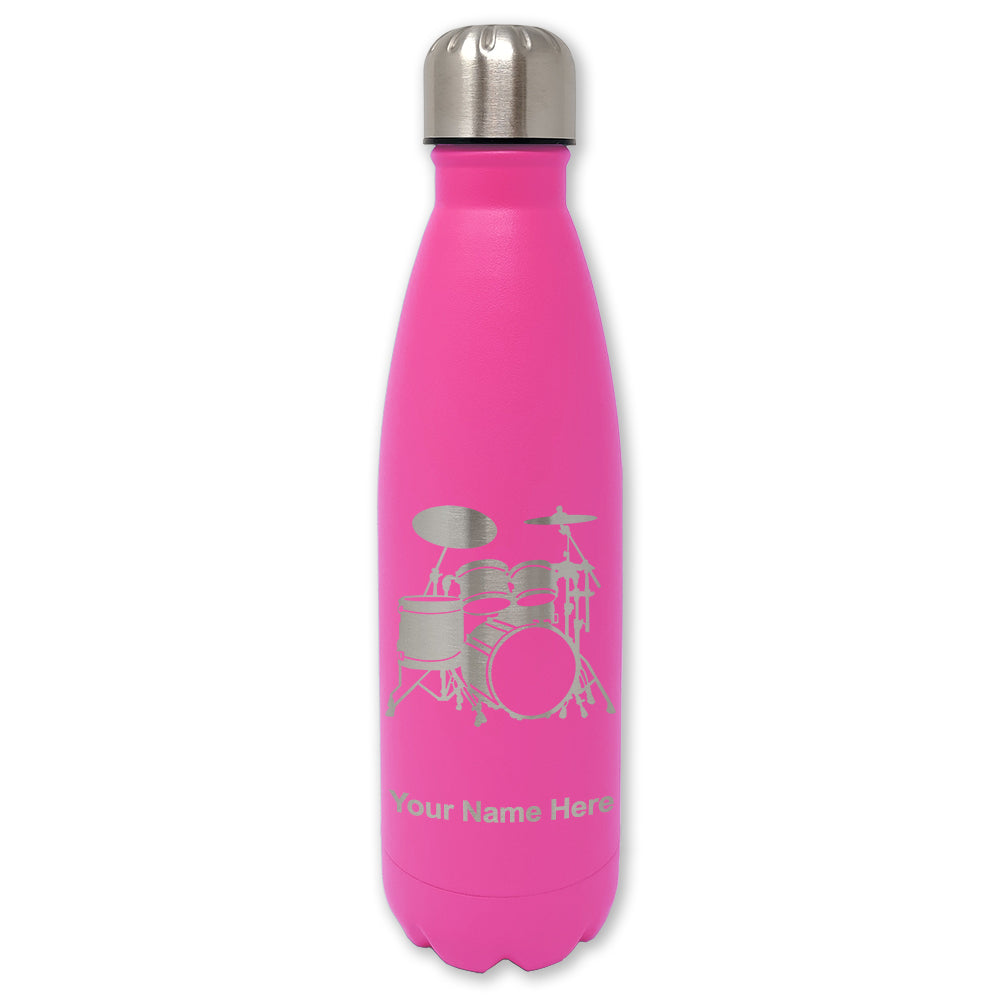 LaserGram Double Wall Water Bottle, Drum Set, Personalized Engraving Included