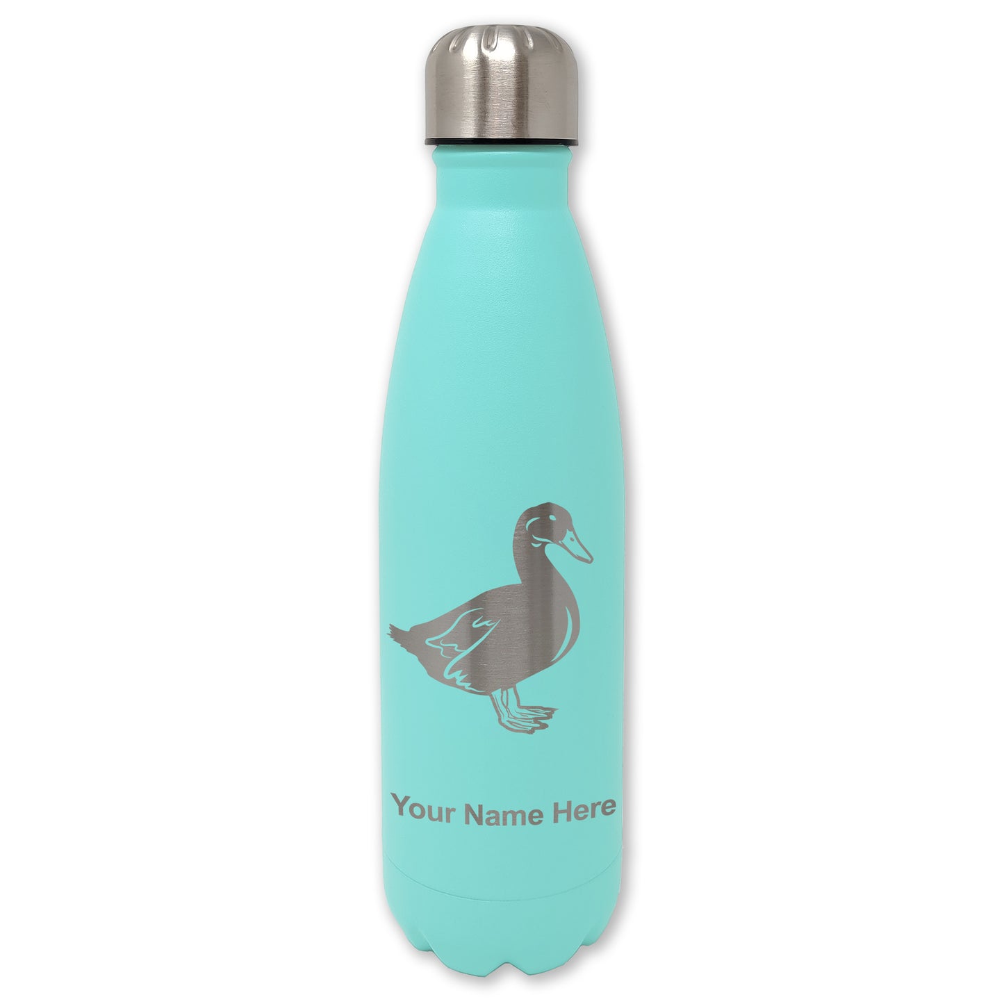 LaserGram Double Wall Water Bottle, Duck, Personalized Engraving Included