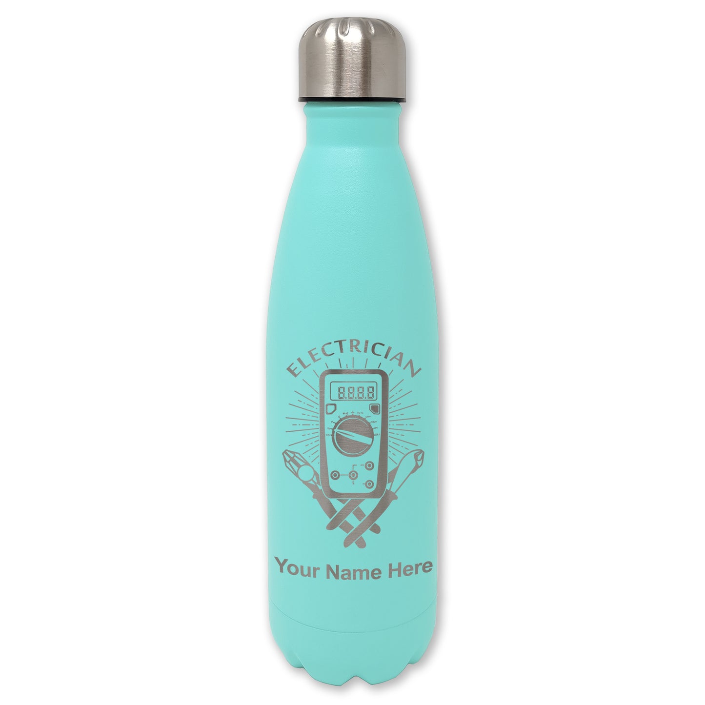 LaserGram Double Wall Water Bottle, Electrician, Personalized Engraving Included
