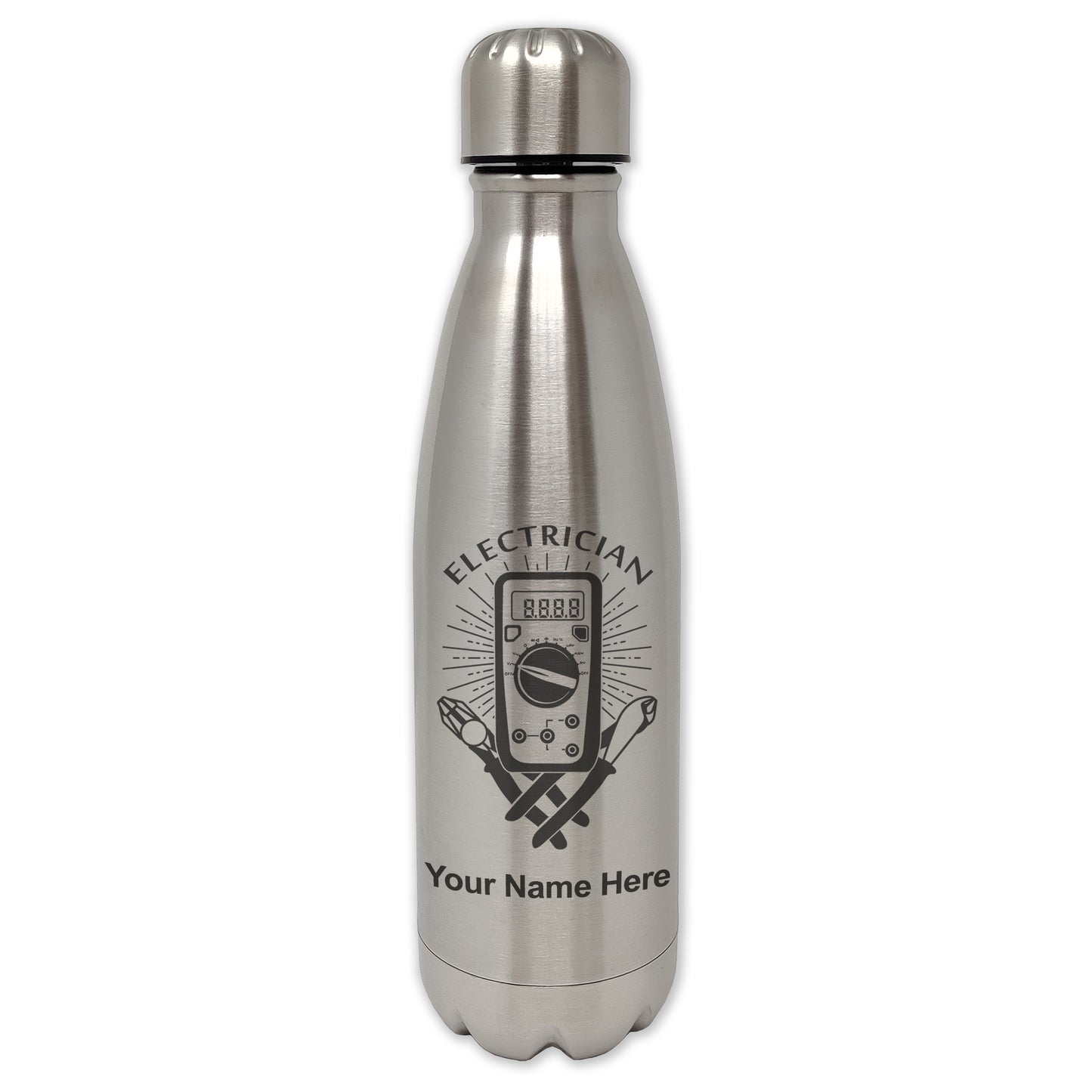LaserGram Double Wall Water Bottle, Electrician, Personalized Engraving Included