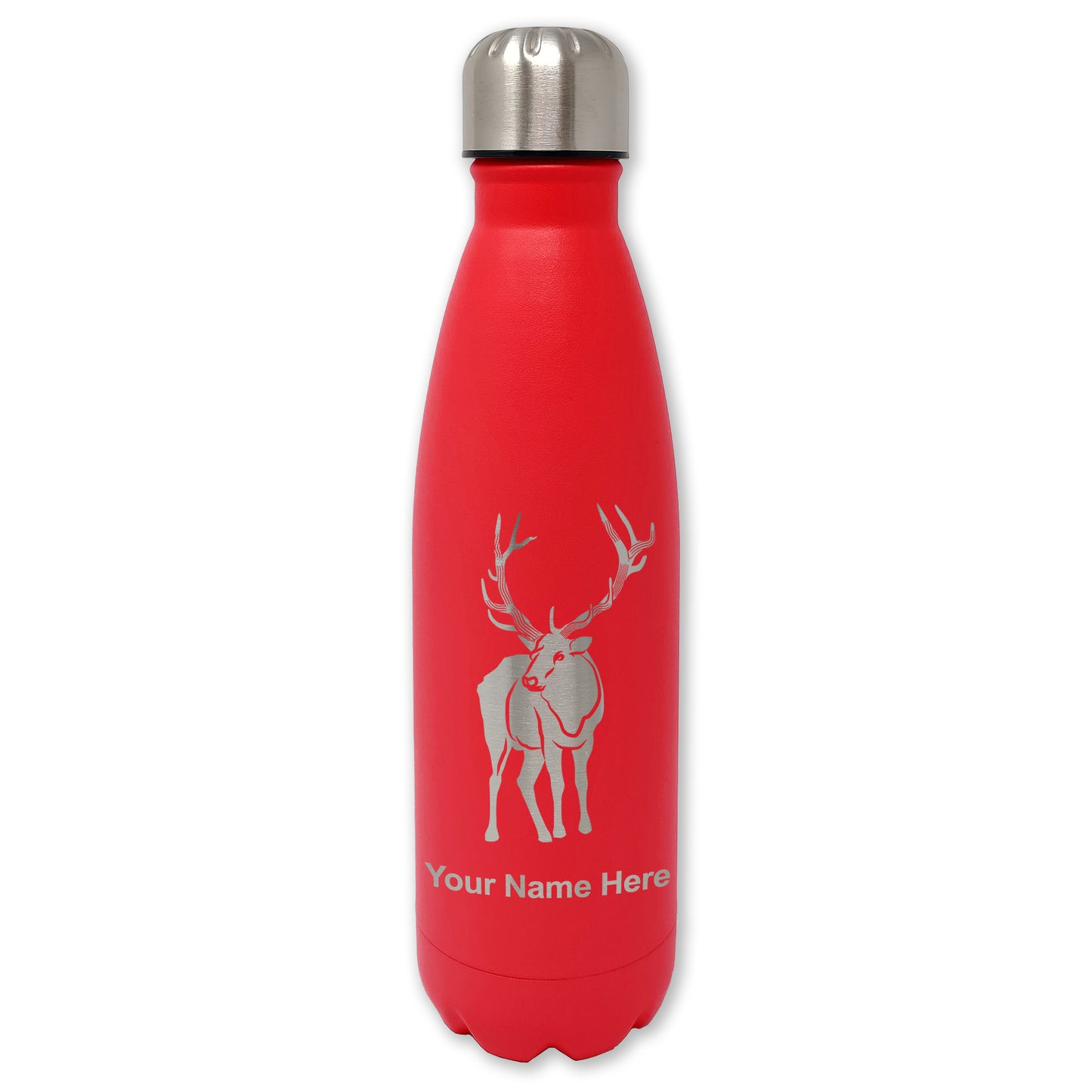 LaserGram Double Wall Water Bottle, Elk, Personalized Engraving Included